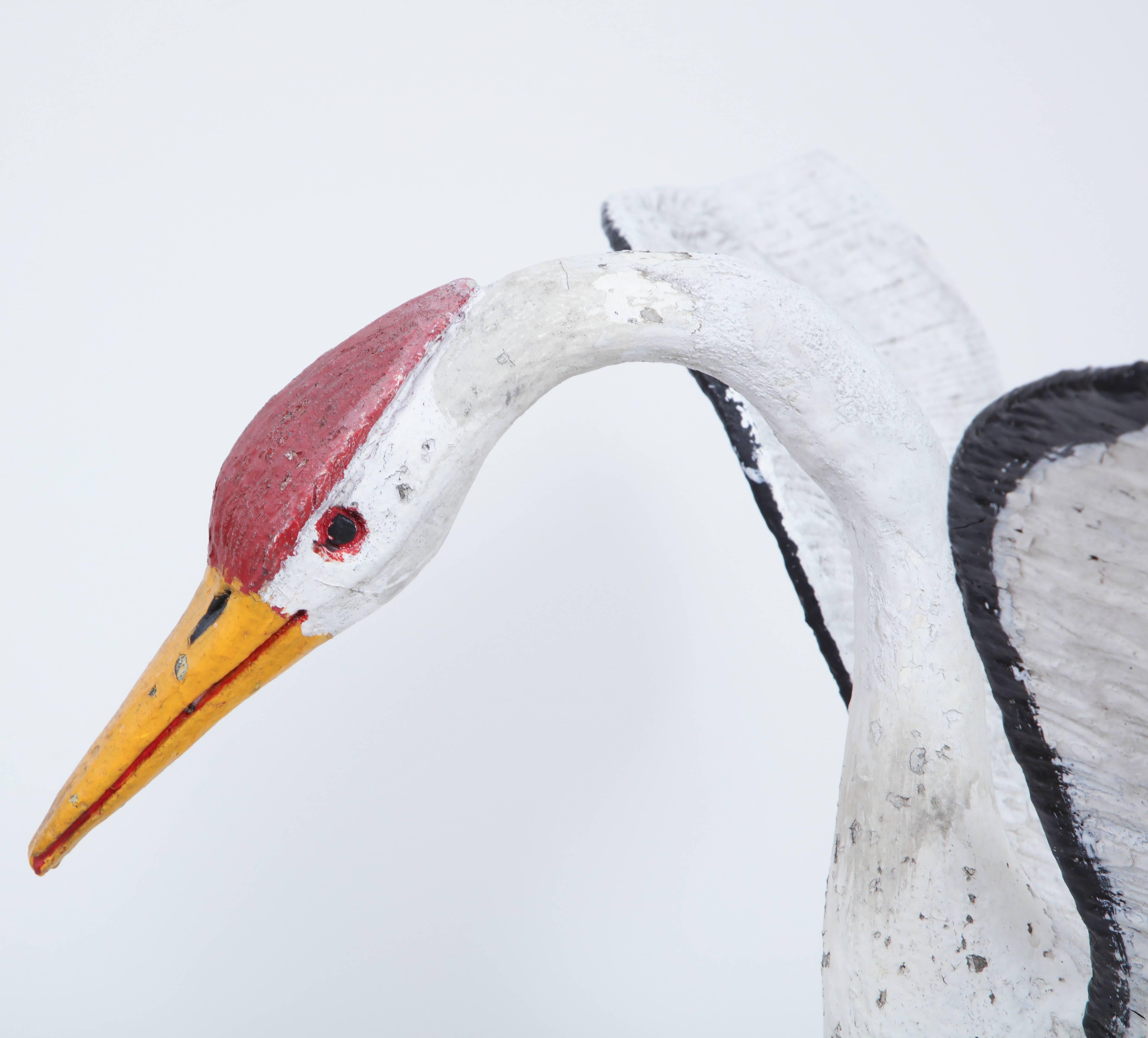 Cement Painted Seagull Sculpture with Large Wingspan For Sale