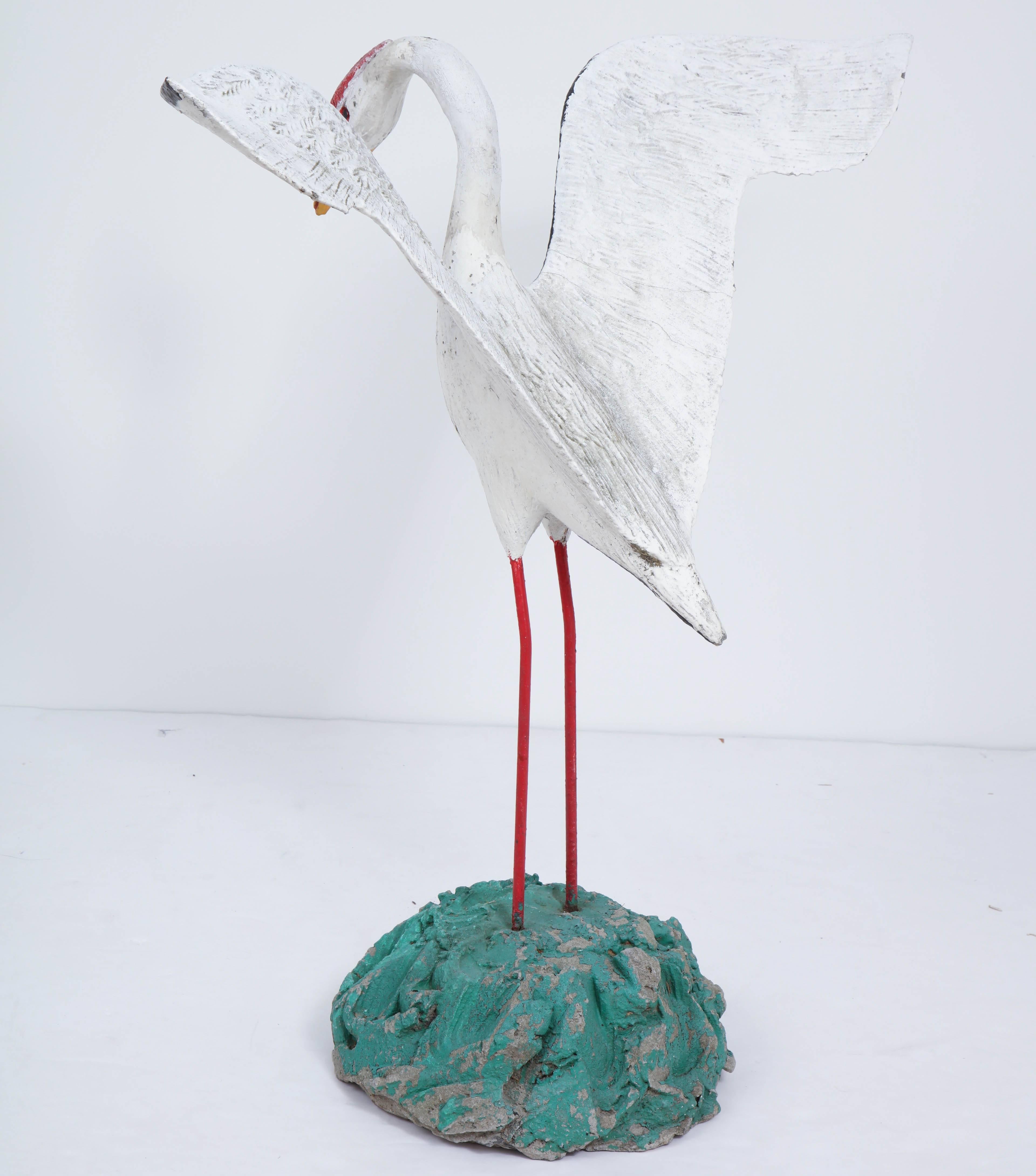 Painted Seagull Sculpture with Large Wingspan For Sale 2