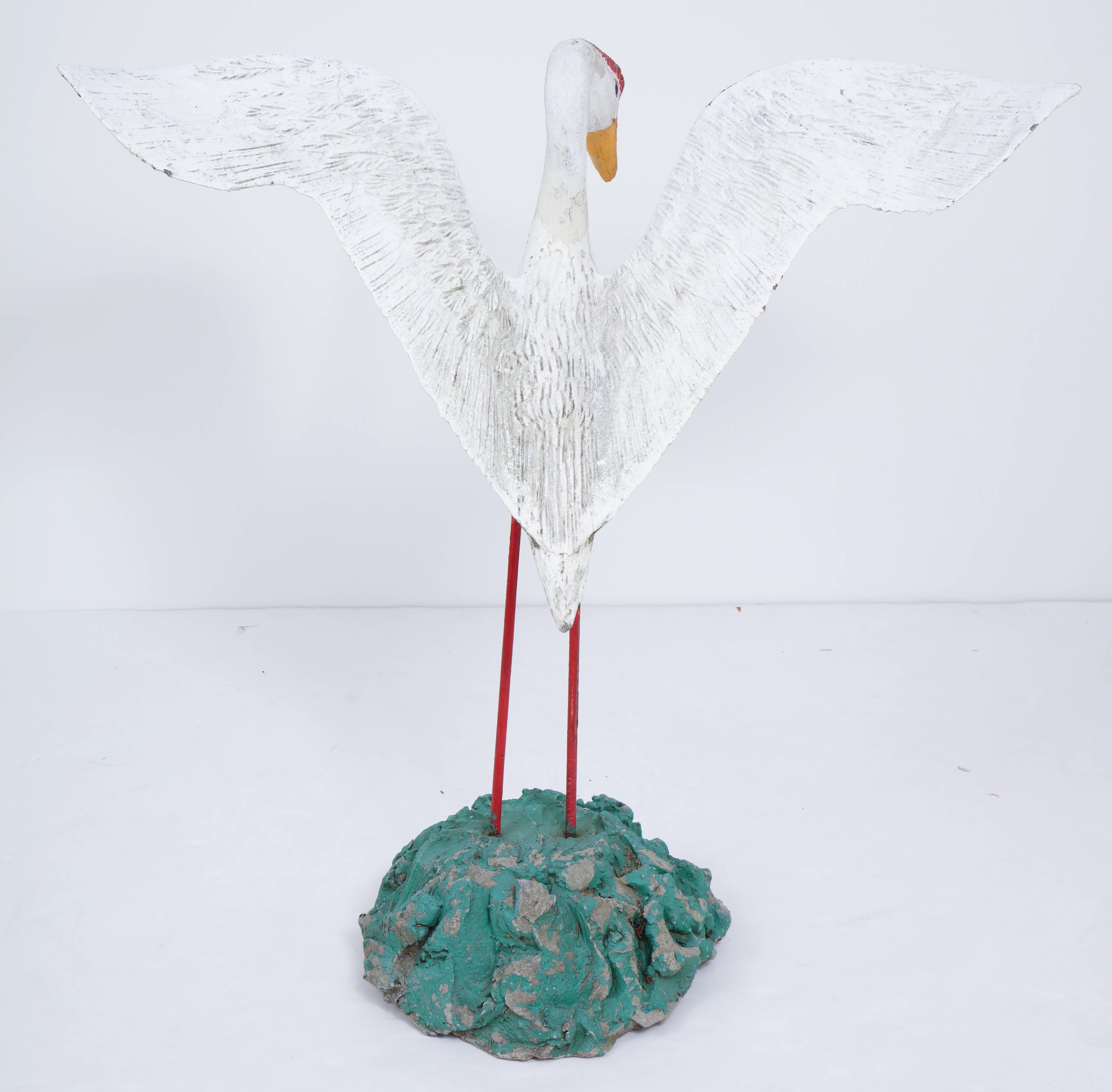 Painted Seagull Sculpture with Large Wingspan For Sale 3