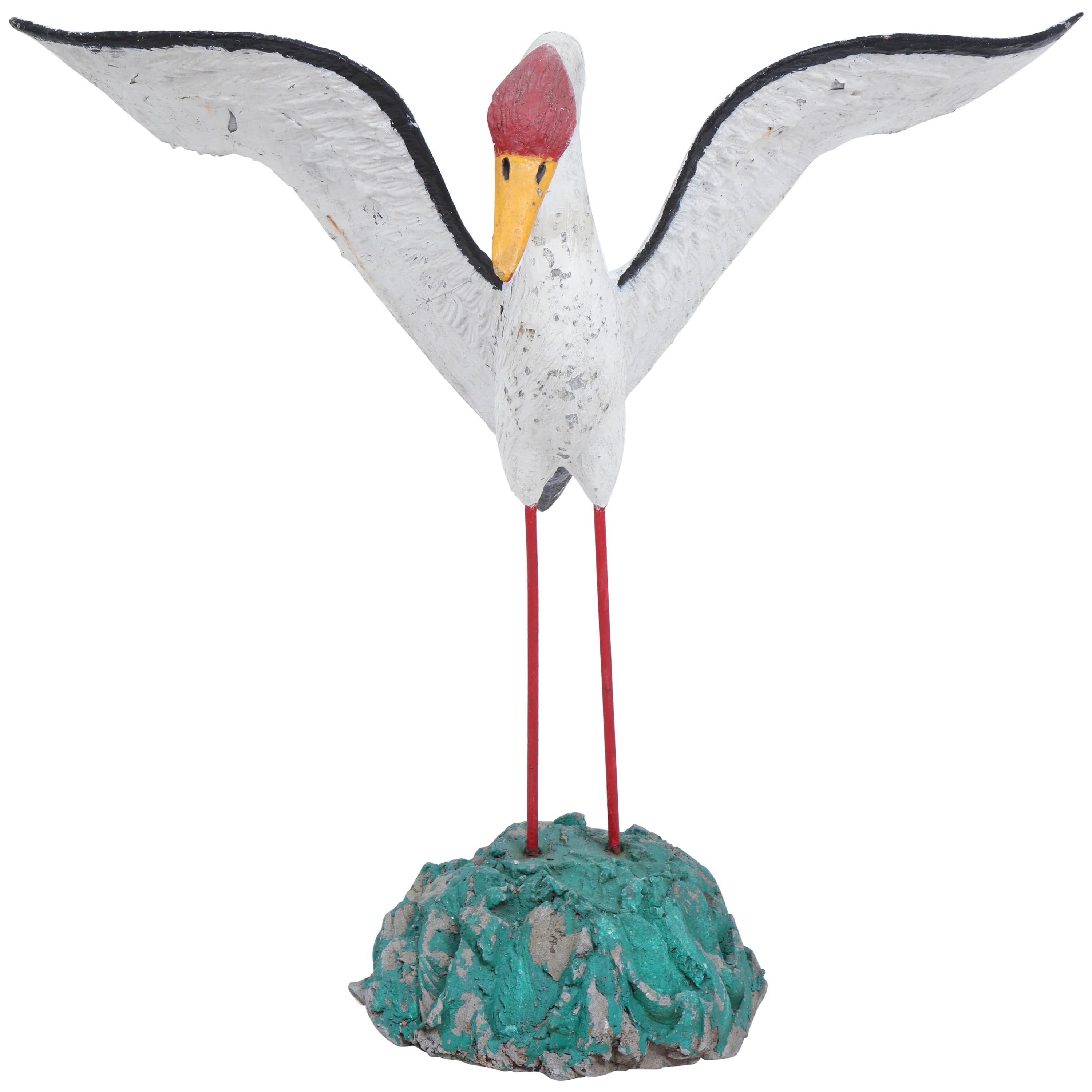 Painted Seagull Sculpture with Large Wingspan For Sale