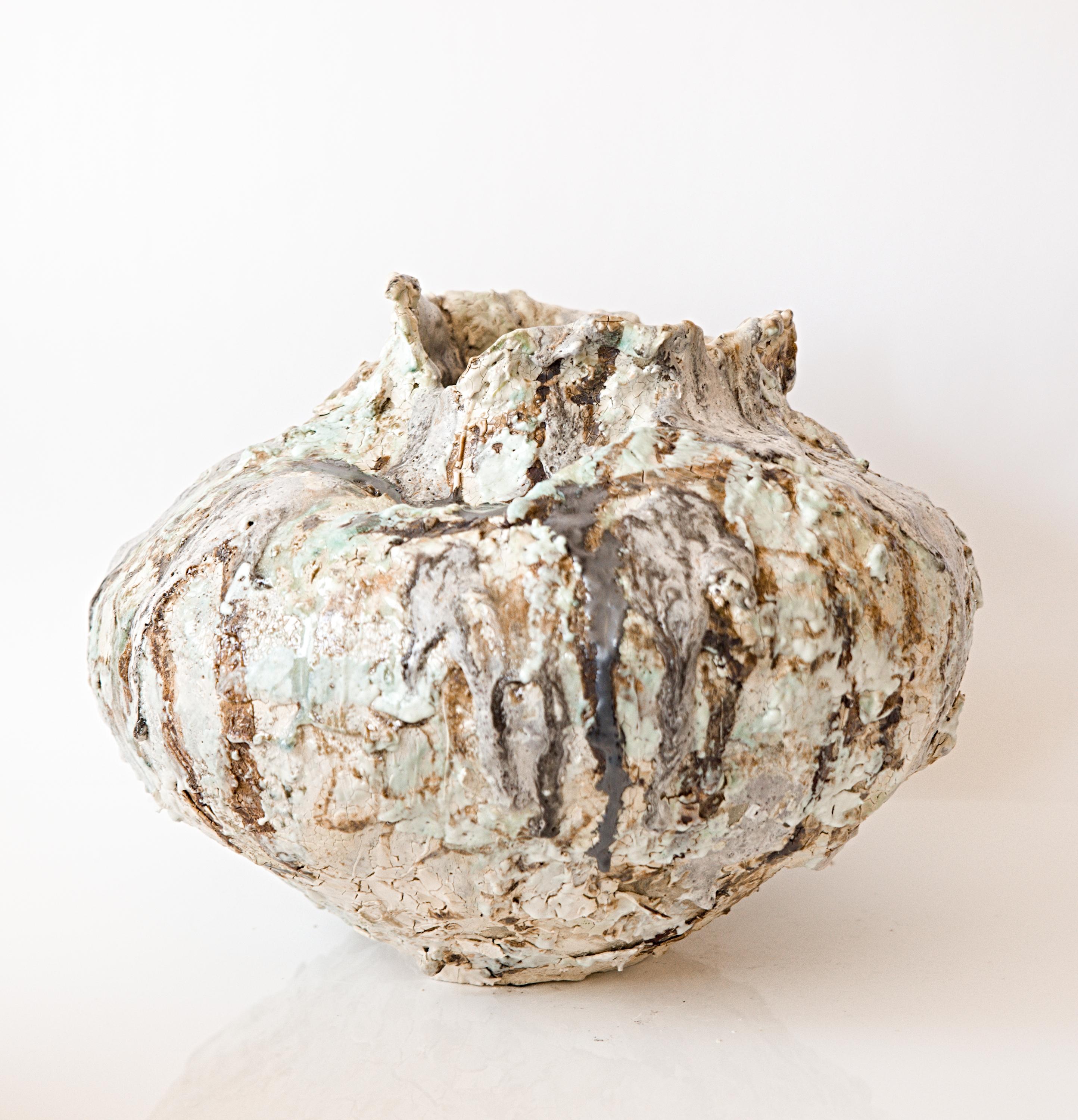 Painted  Series- Moon Vessel handmade stoneware vase For Sale 4
