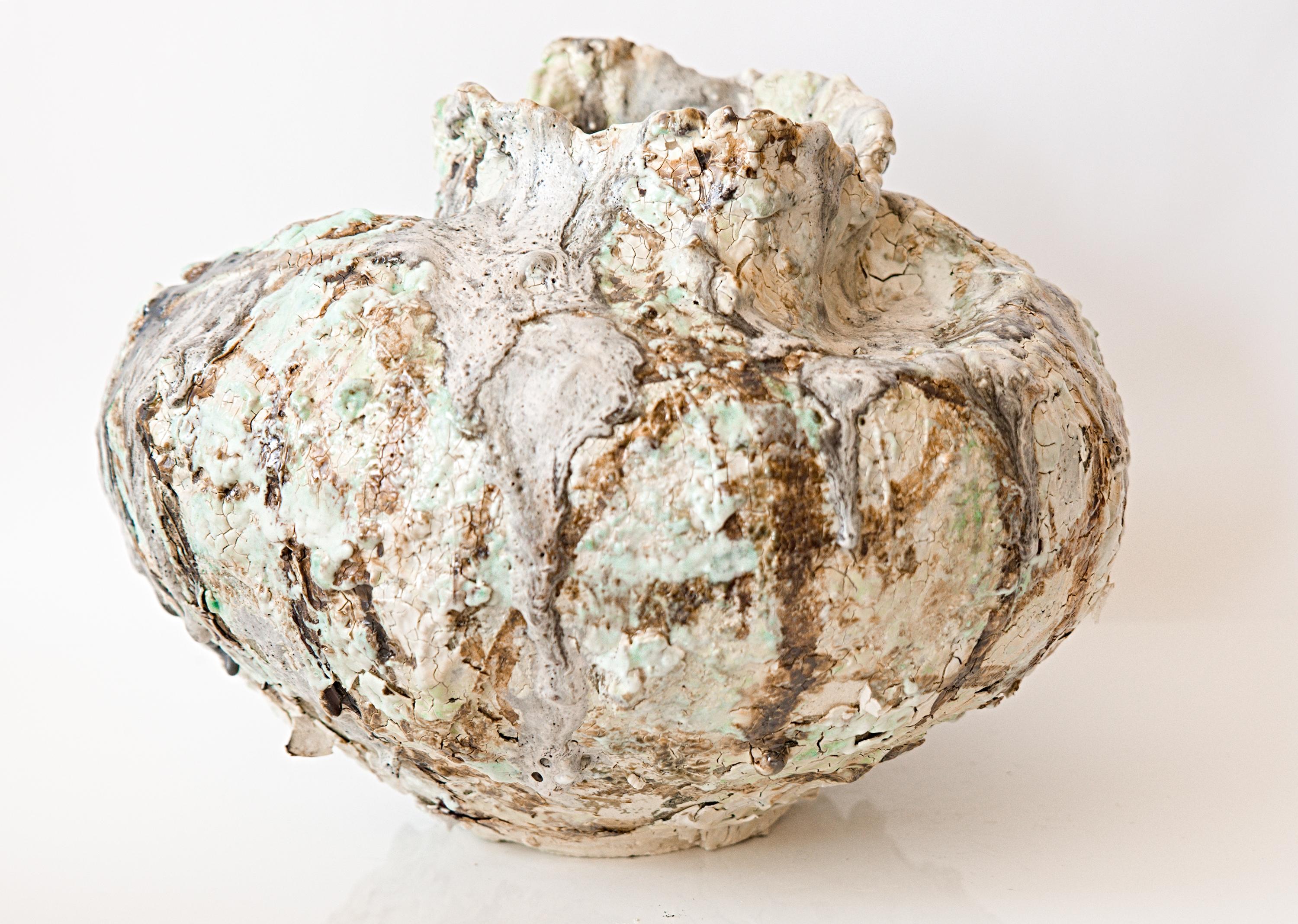 Painted  Series- Moon Vessel handmade stoneware vase For Sale 5