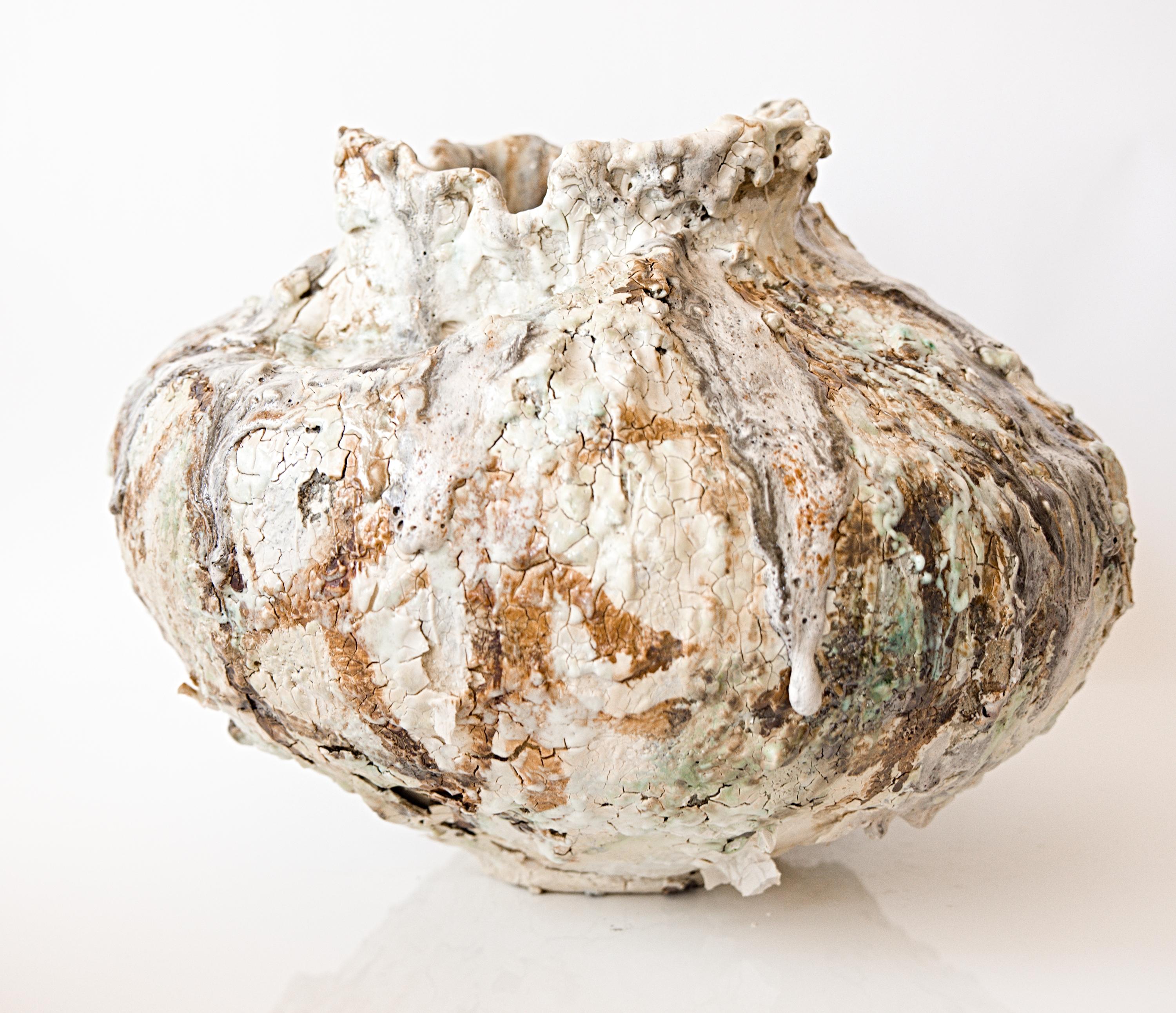Hand-Crafted Painted  Series- Moon Vessel handmade stoneware vase For Sale