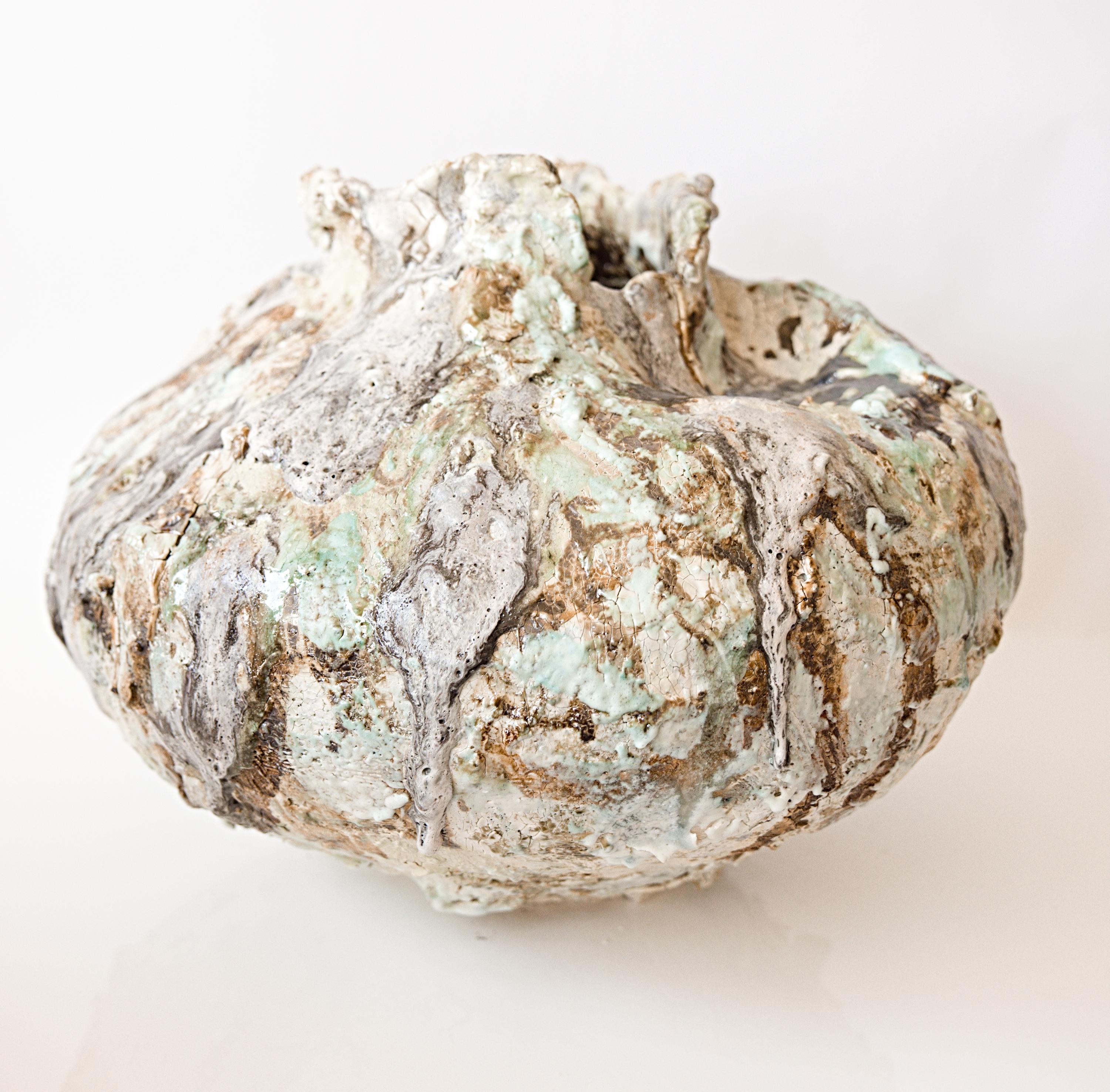 Contemporary Painted  Series- Moon Vessel handmade stoneware vase For Sale