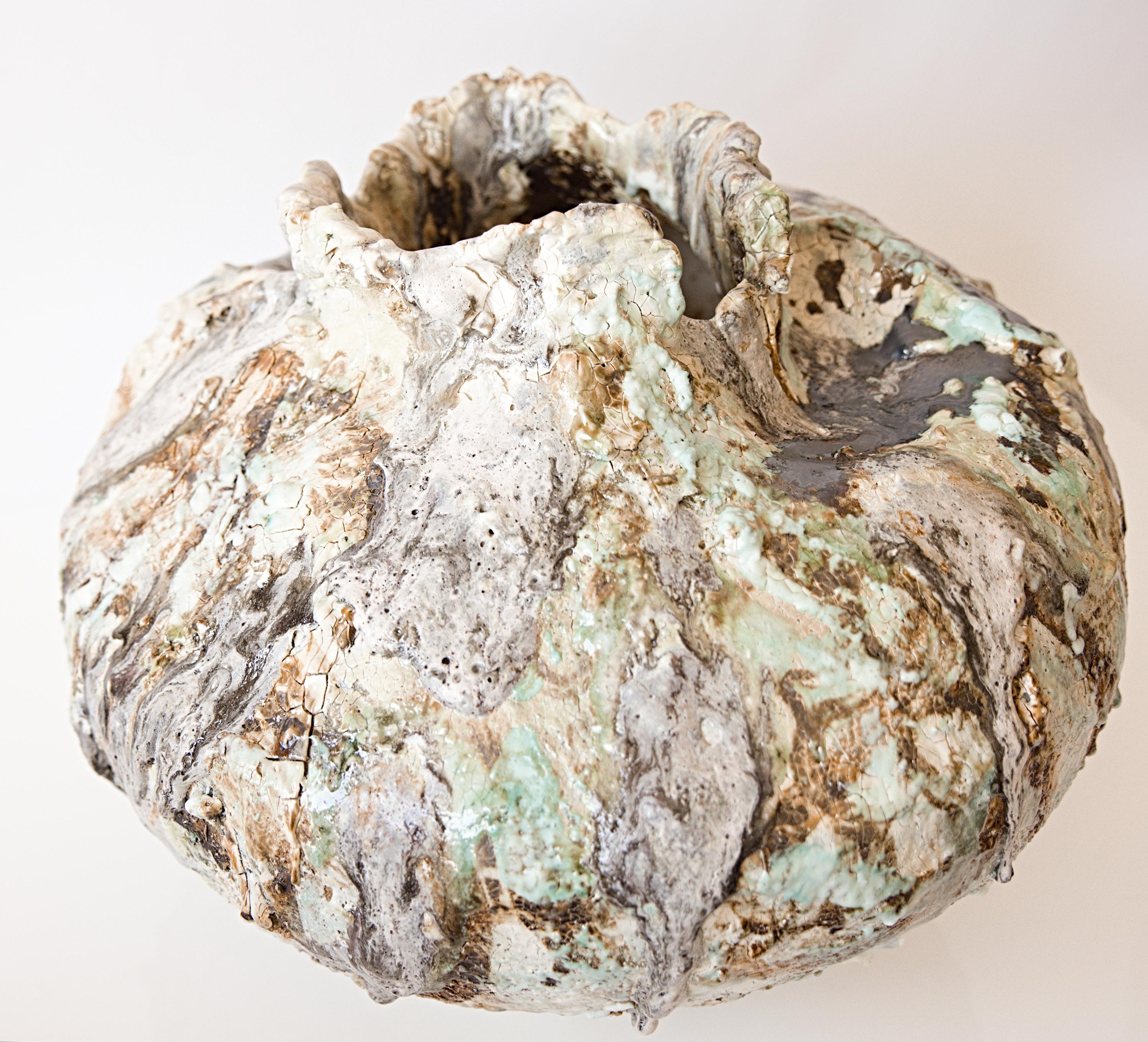 Painted  Series- Moon Vessel handmade stoneware vase For Sale 1