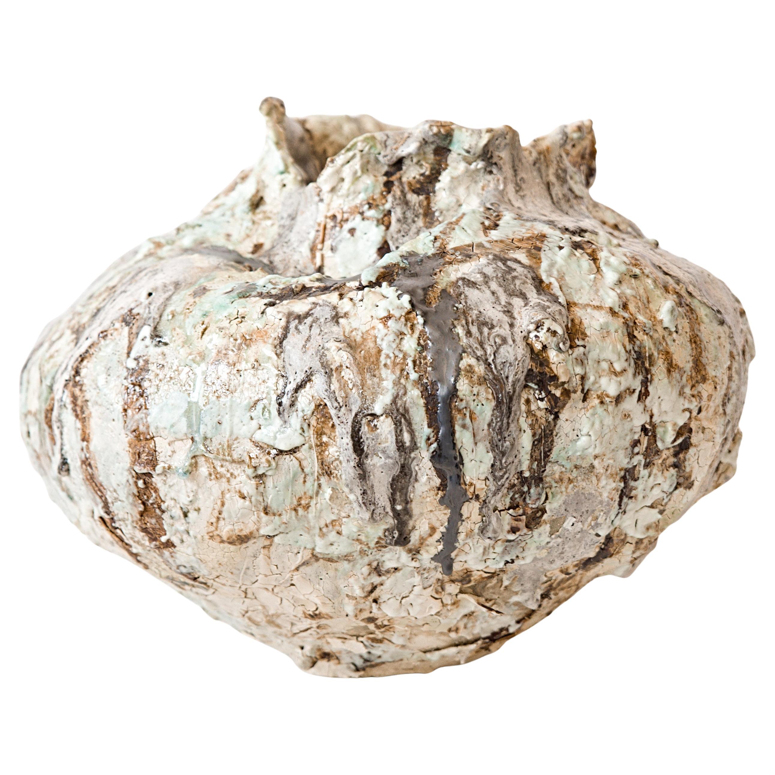 Painted  Series- Moon Vessel handmade stoneware vase For Sale