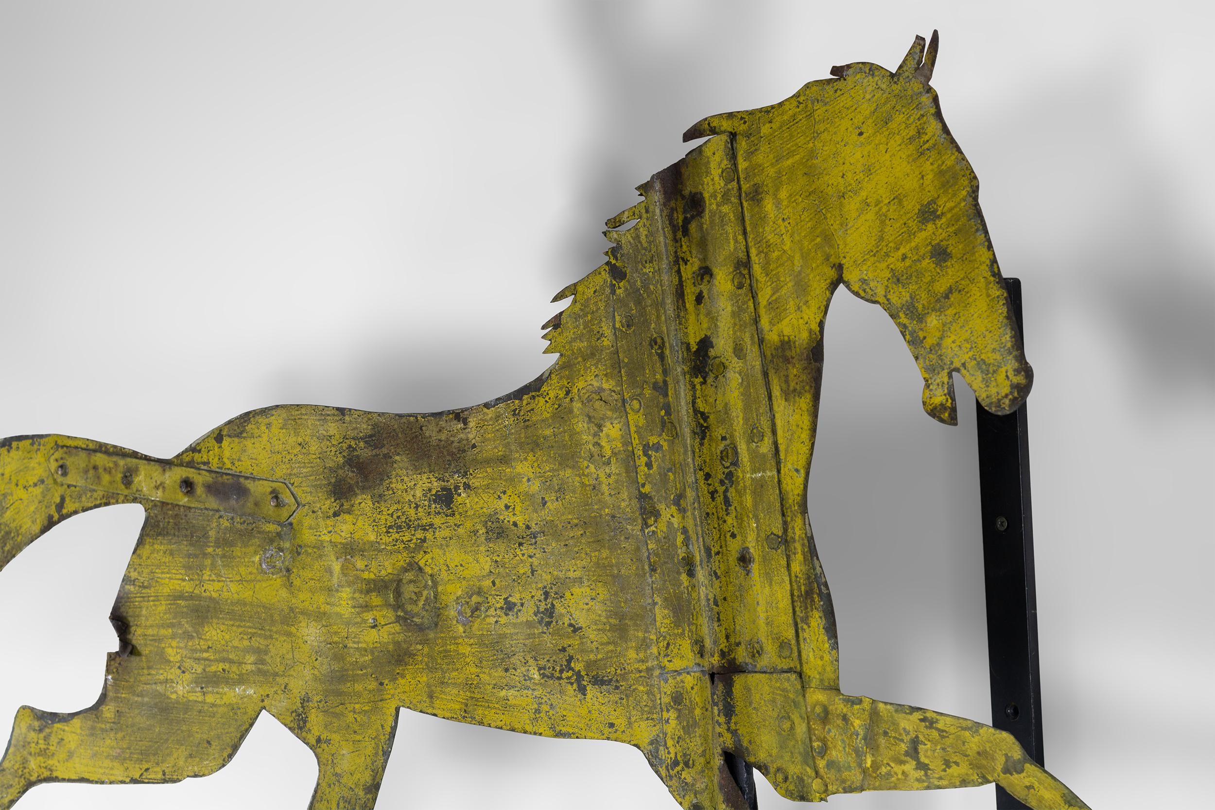 Folk Art Painted Sheet Iron Horse Weathervane