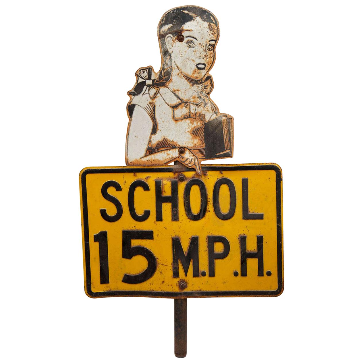 Painted Sheet Metal School Traffic Sign For Sale