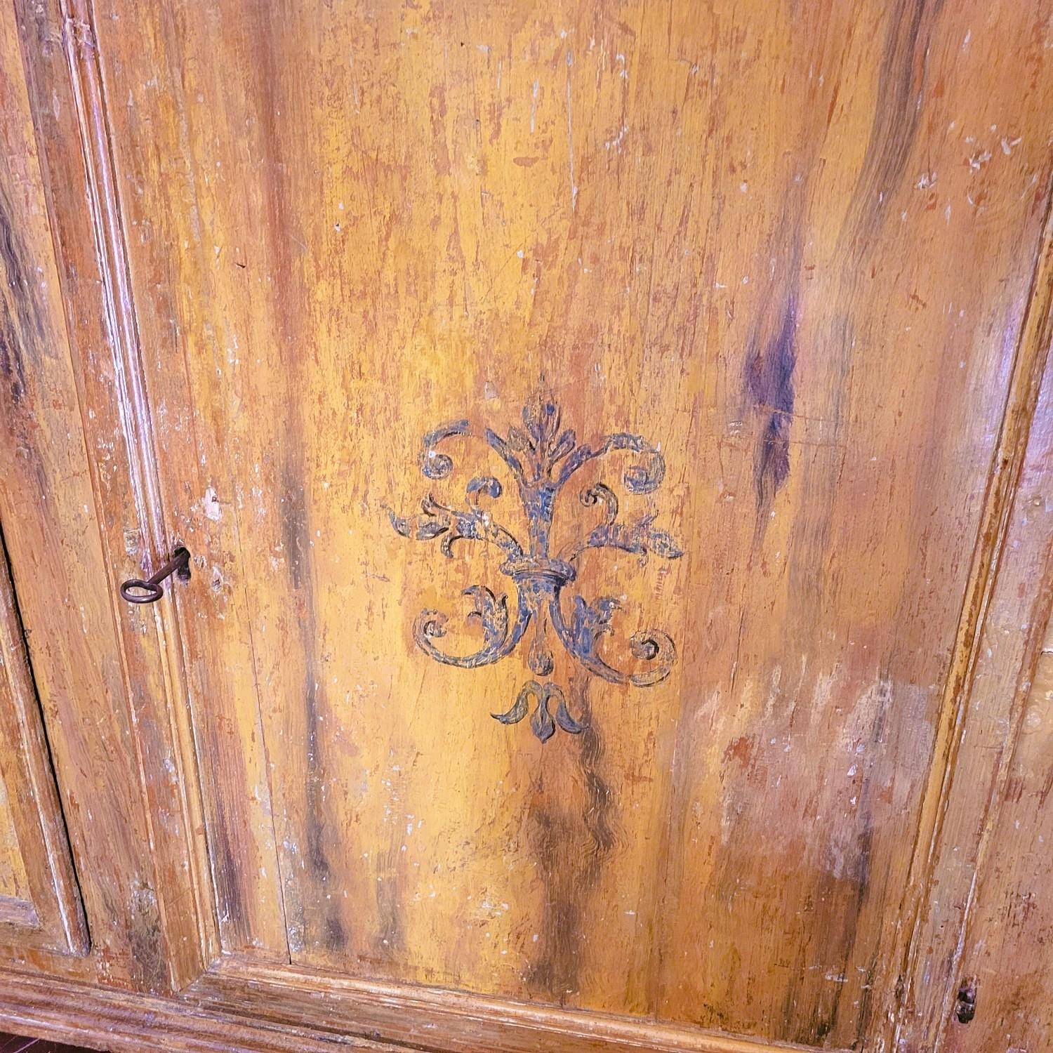 Louis XIV Painted Sideboard With 2 Doors, Italy, 17th Century For Sale