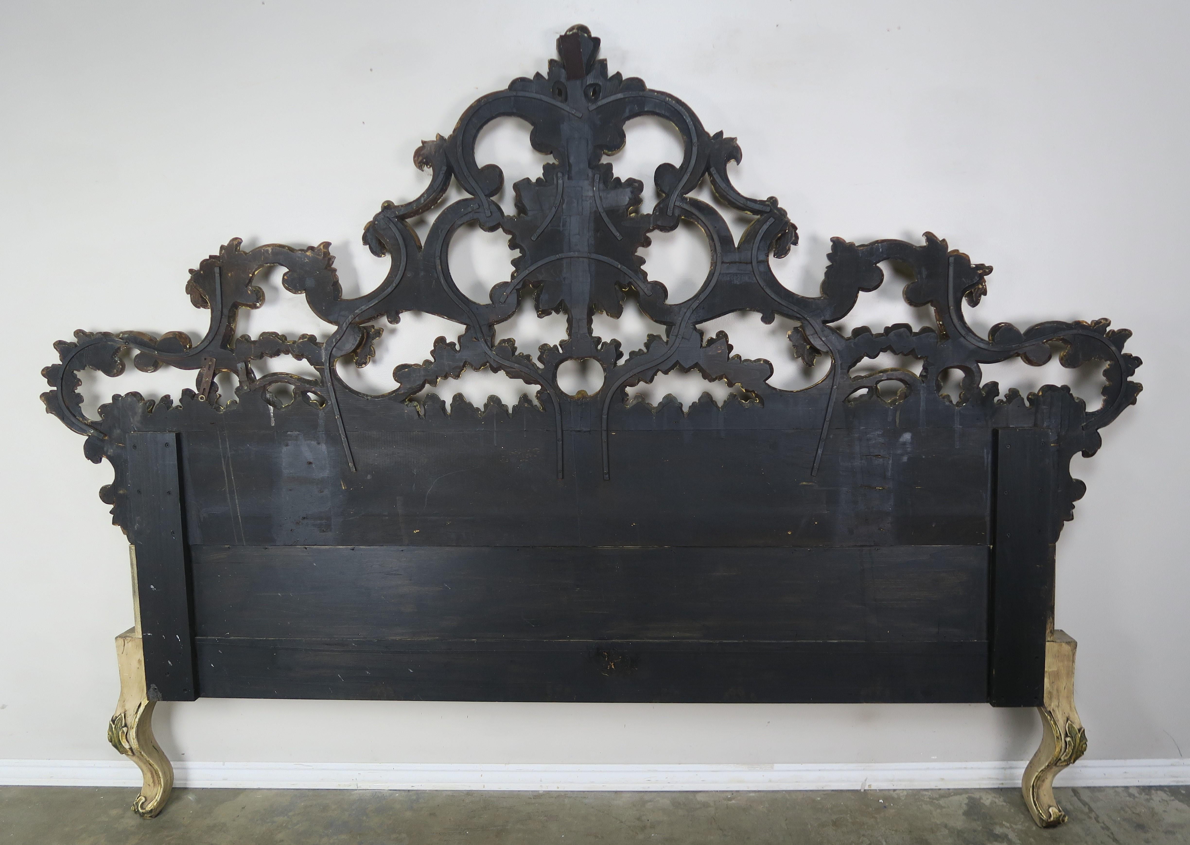 Painted and Silver Gilt Rococo Style Headboard, circa 1930s 3