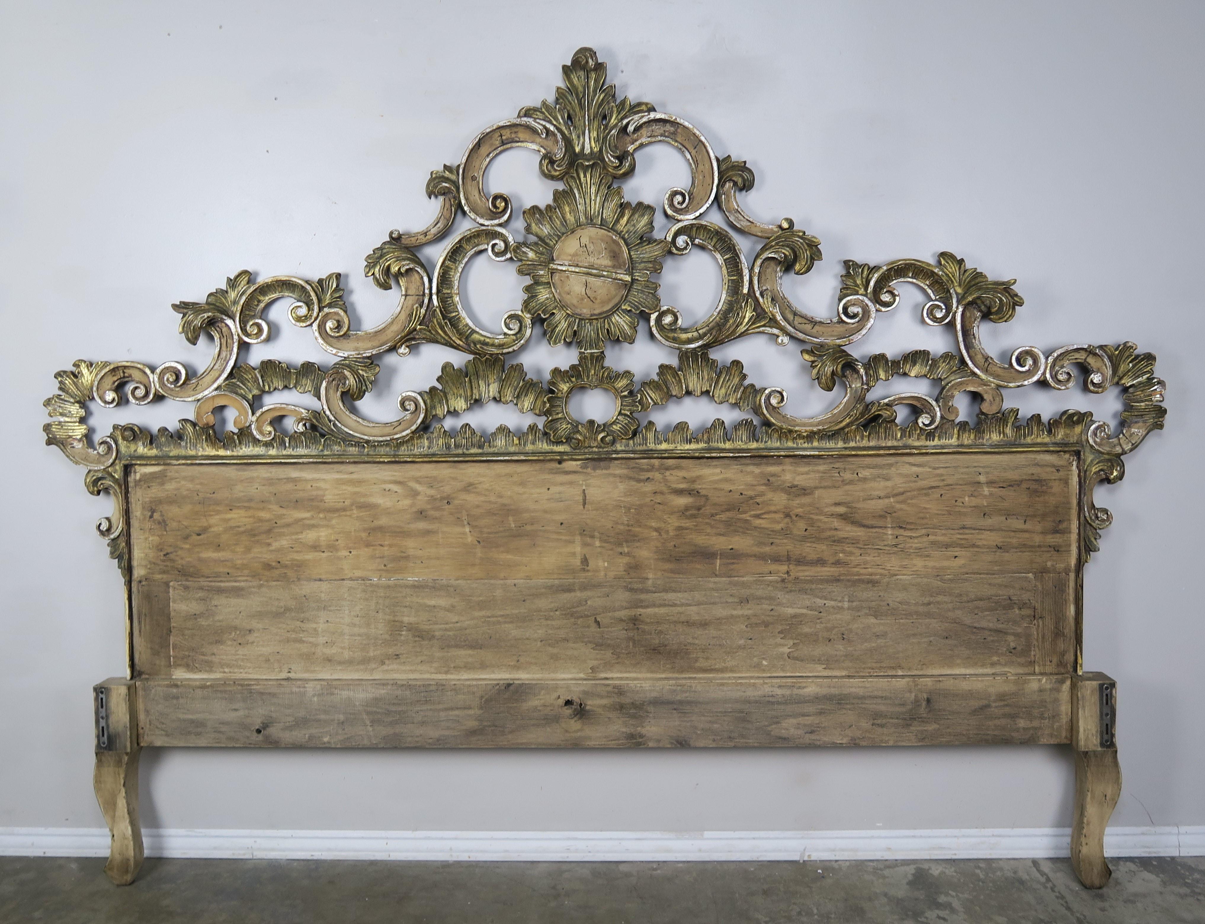Painted and Silver Gilt Rococo Style Headboard, circa 1930s 4
