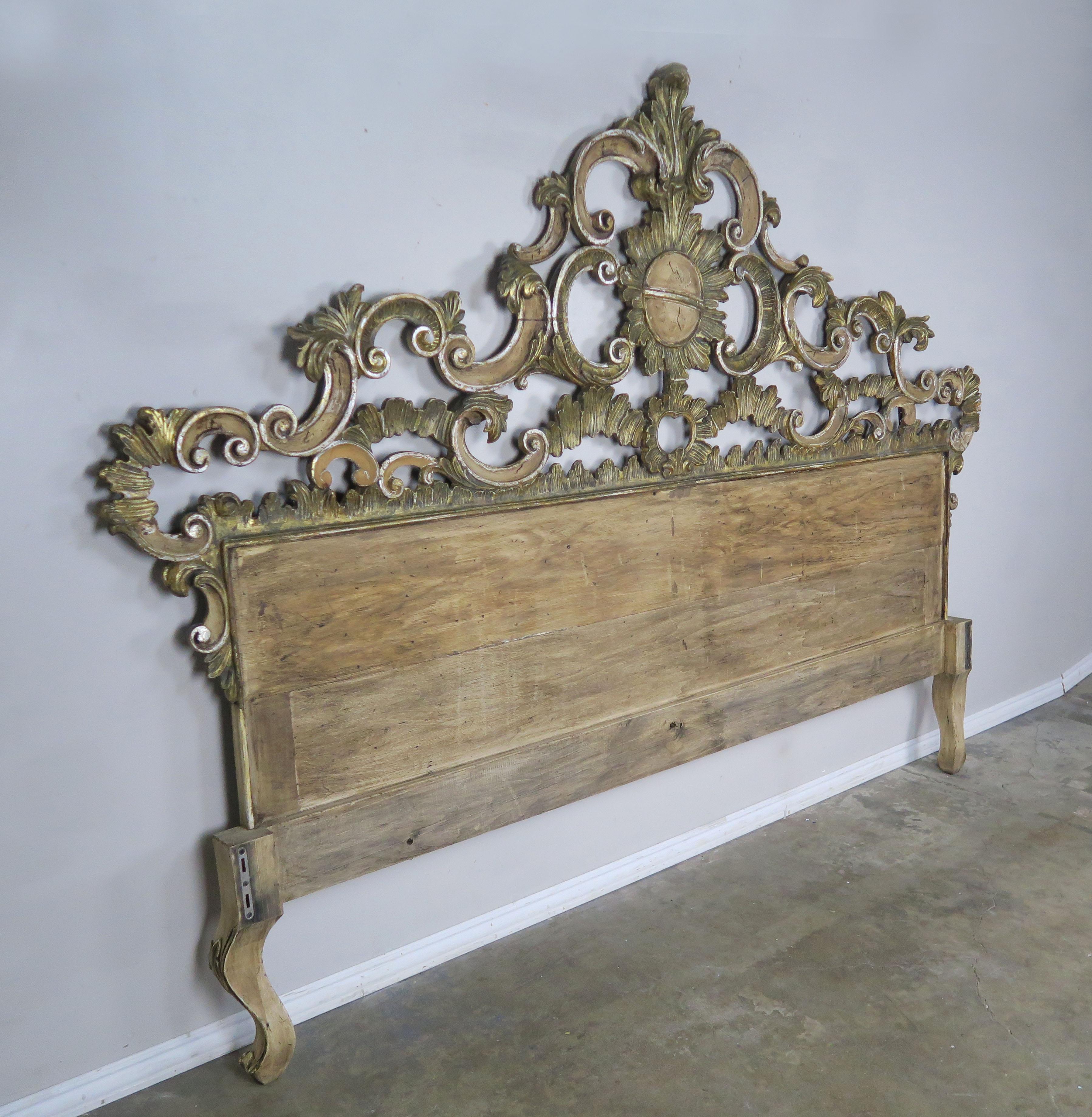 Mid-20th Century Painted and Silver Gilt Rococo Style Headboard, circa 1930s