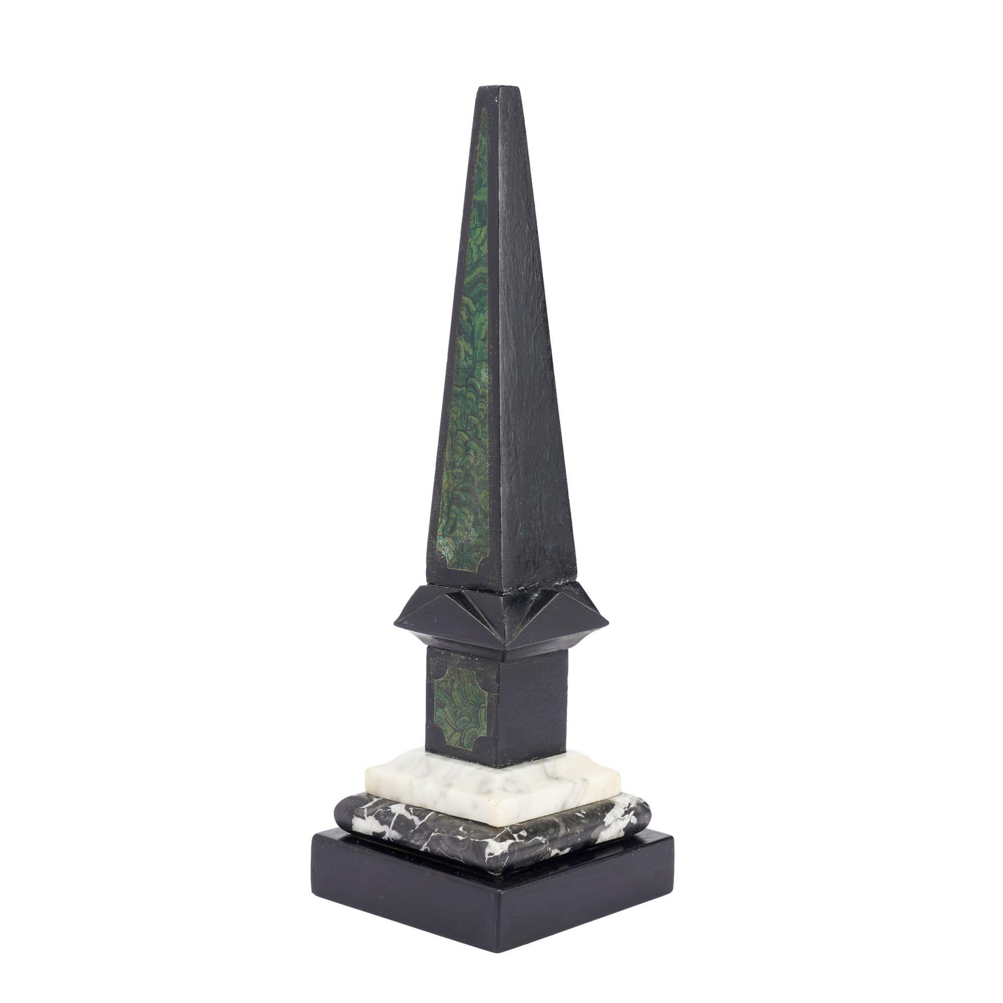 Painted Slate & Marble Obelisk, 1840 In Good Condition For Sale In Kenilworth, IL