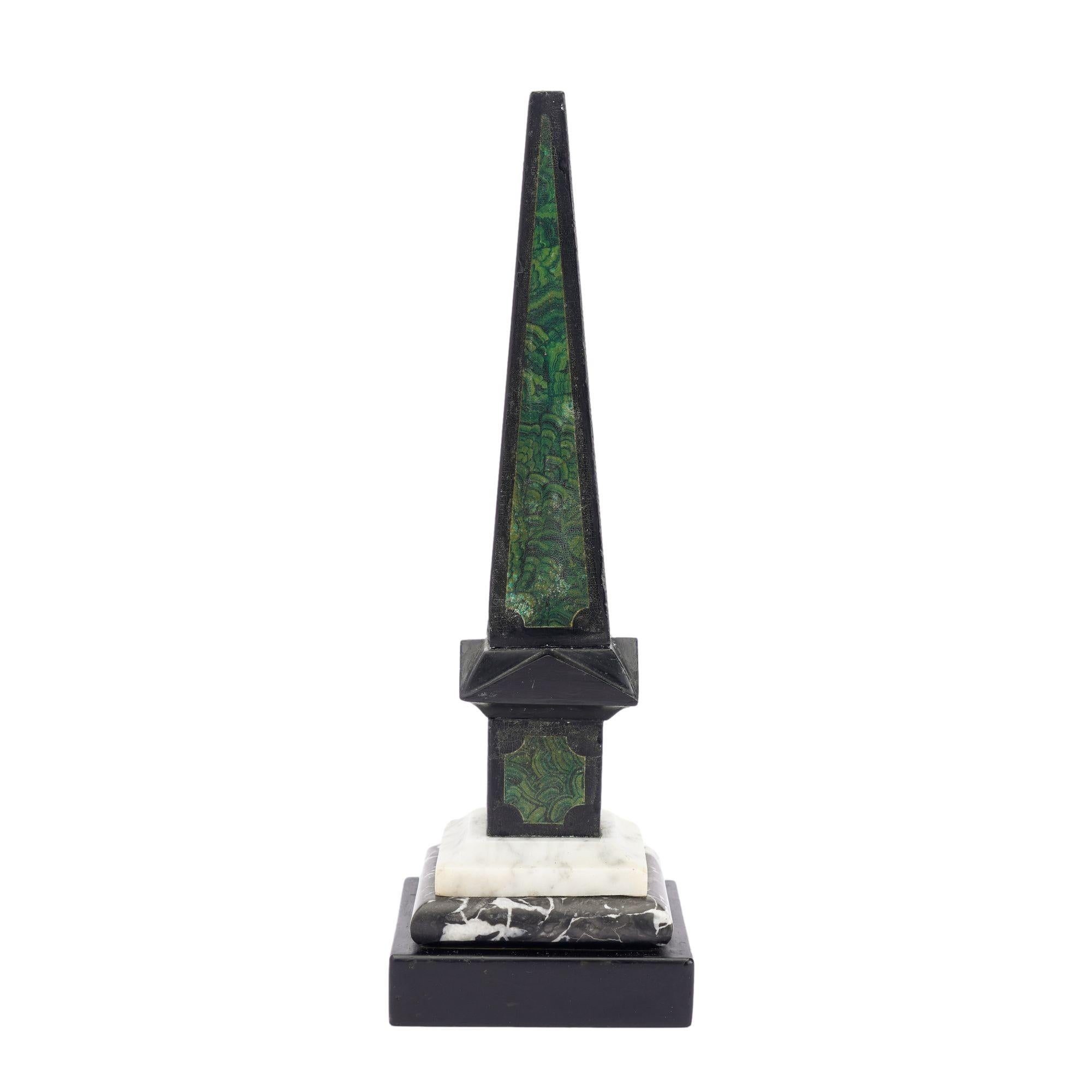 19th Century Painted Slate & Marble Obelisk, 1840 For Sale