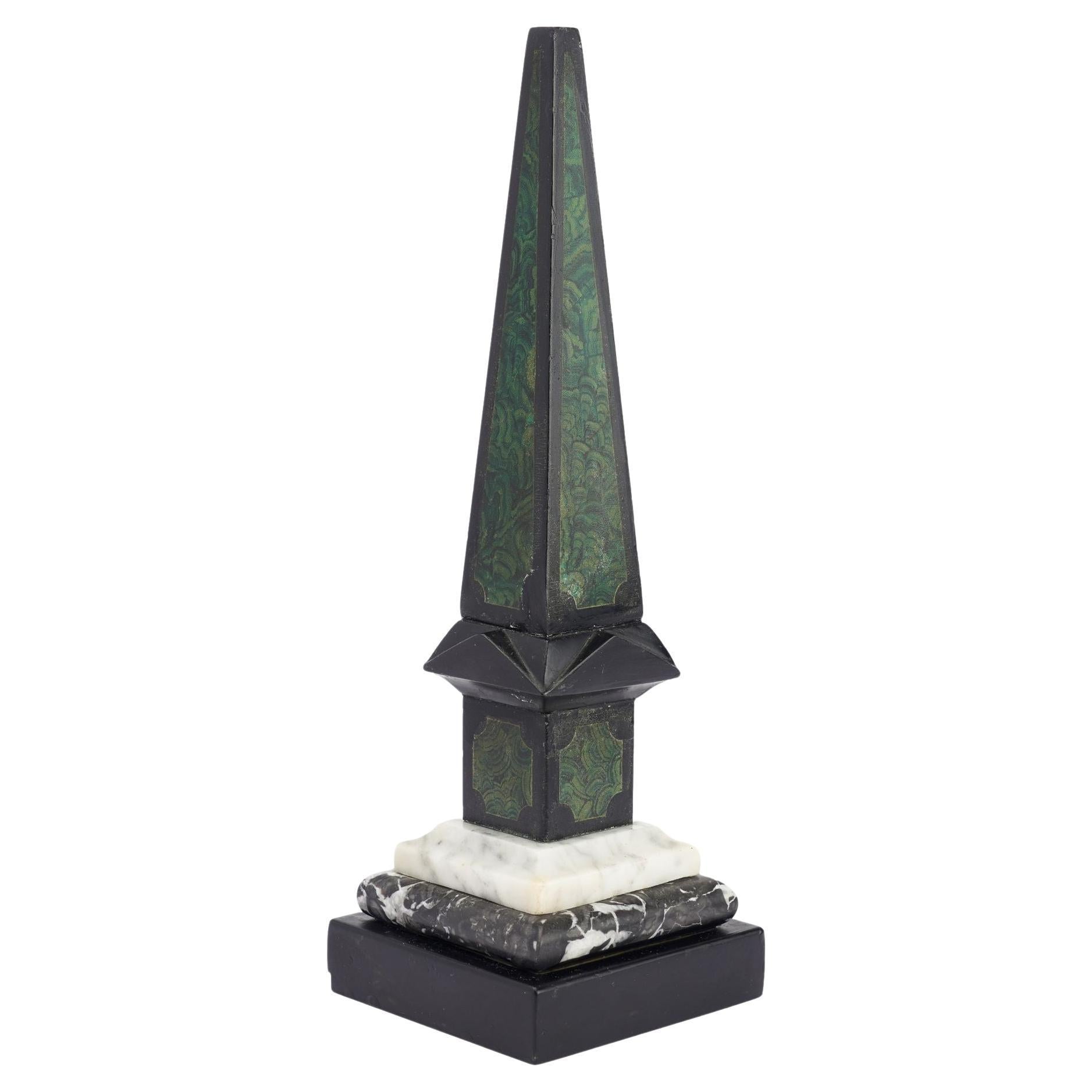 Painted Slate & Marble Obelisk, 1840 For Sale
