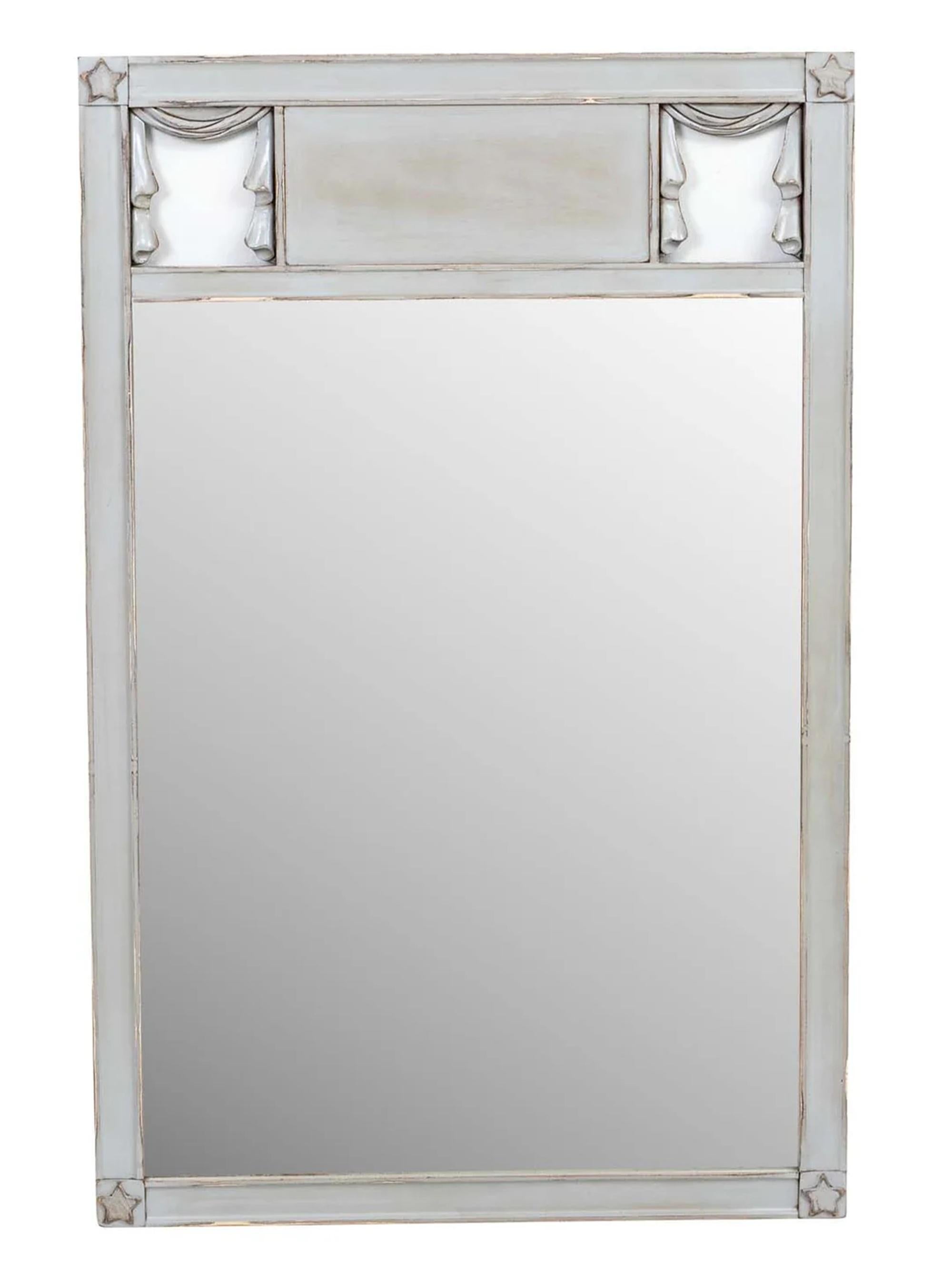 20th Century Painted Stars And Drapes Mirror For Sale