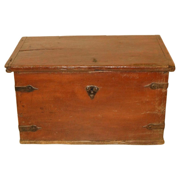 Painted Steel Bound Trunk For Sale at 1stDibs