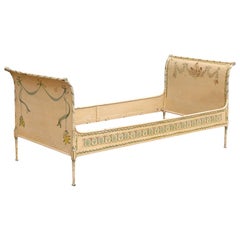 Antique Painted Steel Daybed, Sleigh Style, French, 19th Century