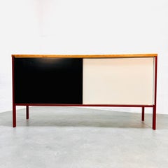 Painted steel & Pine credenza by A. Cordemeijer for Gispen, Netherlands, 1960's.