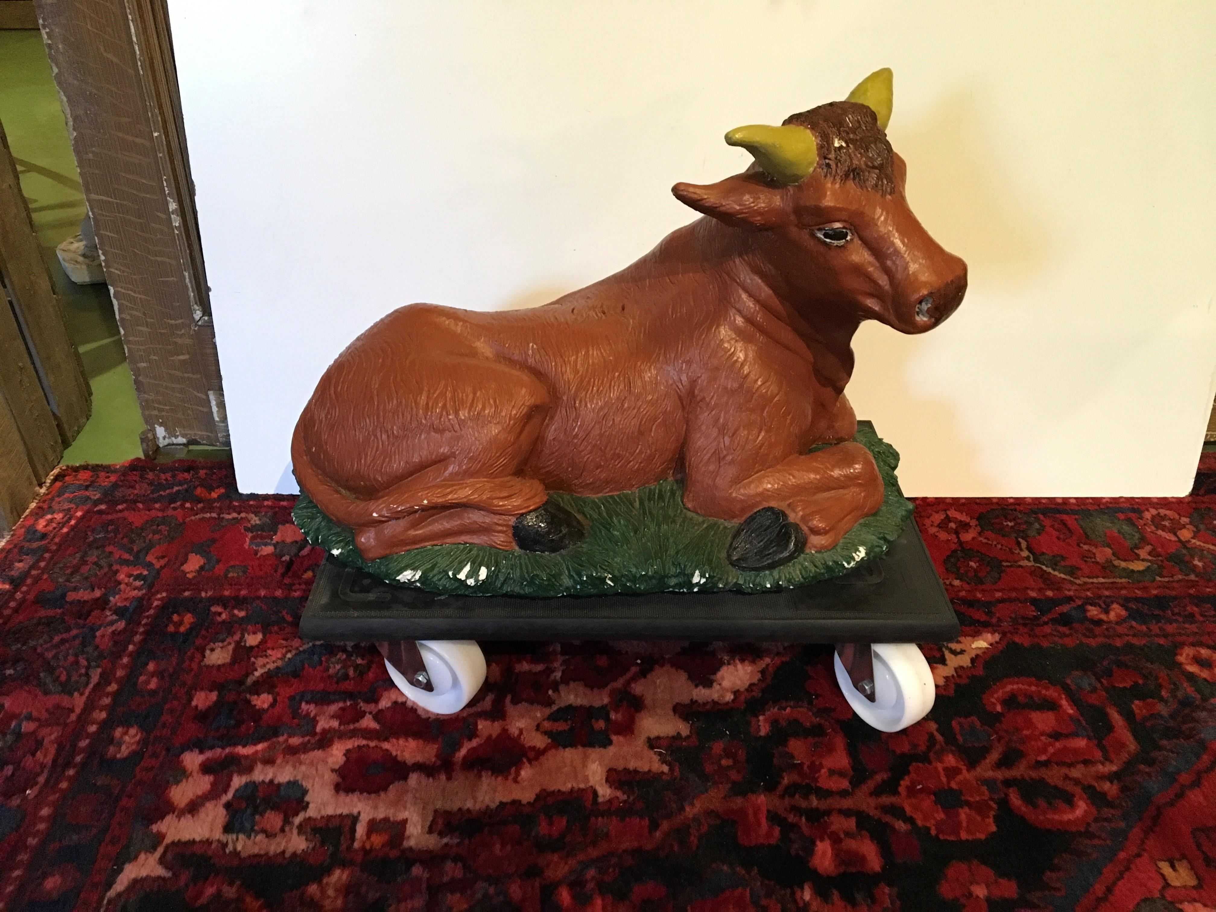 Painted Stone Ox Statue 4