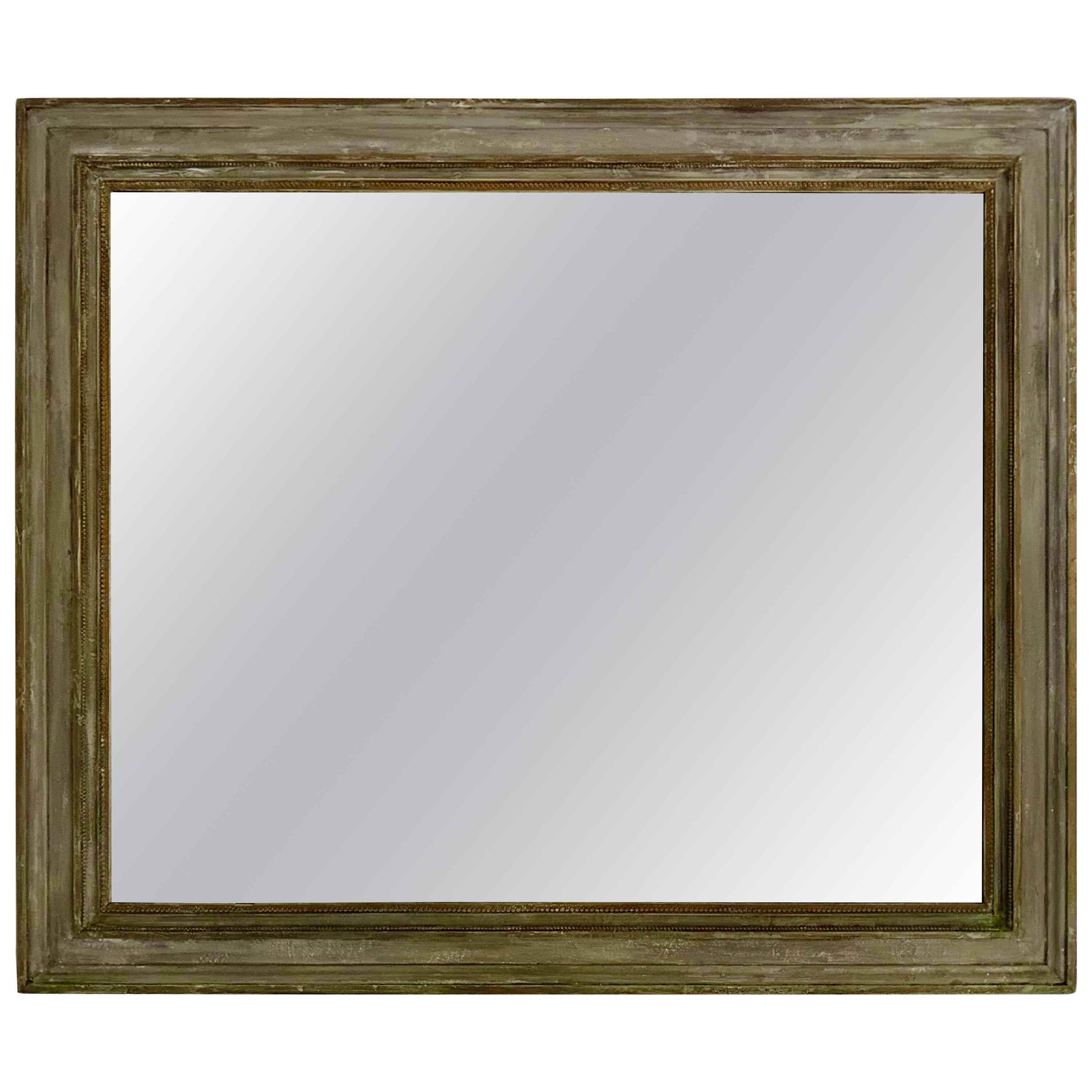 Painted Swedish Blue/Grey & Gold Accent Louis XVI Style Vanity Mirror