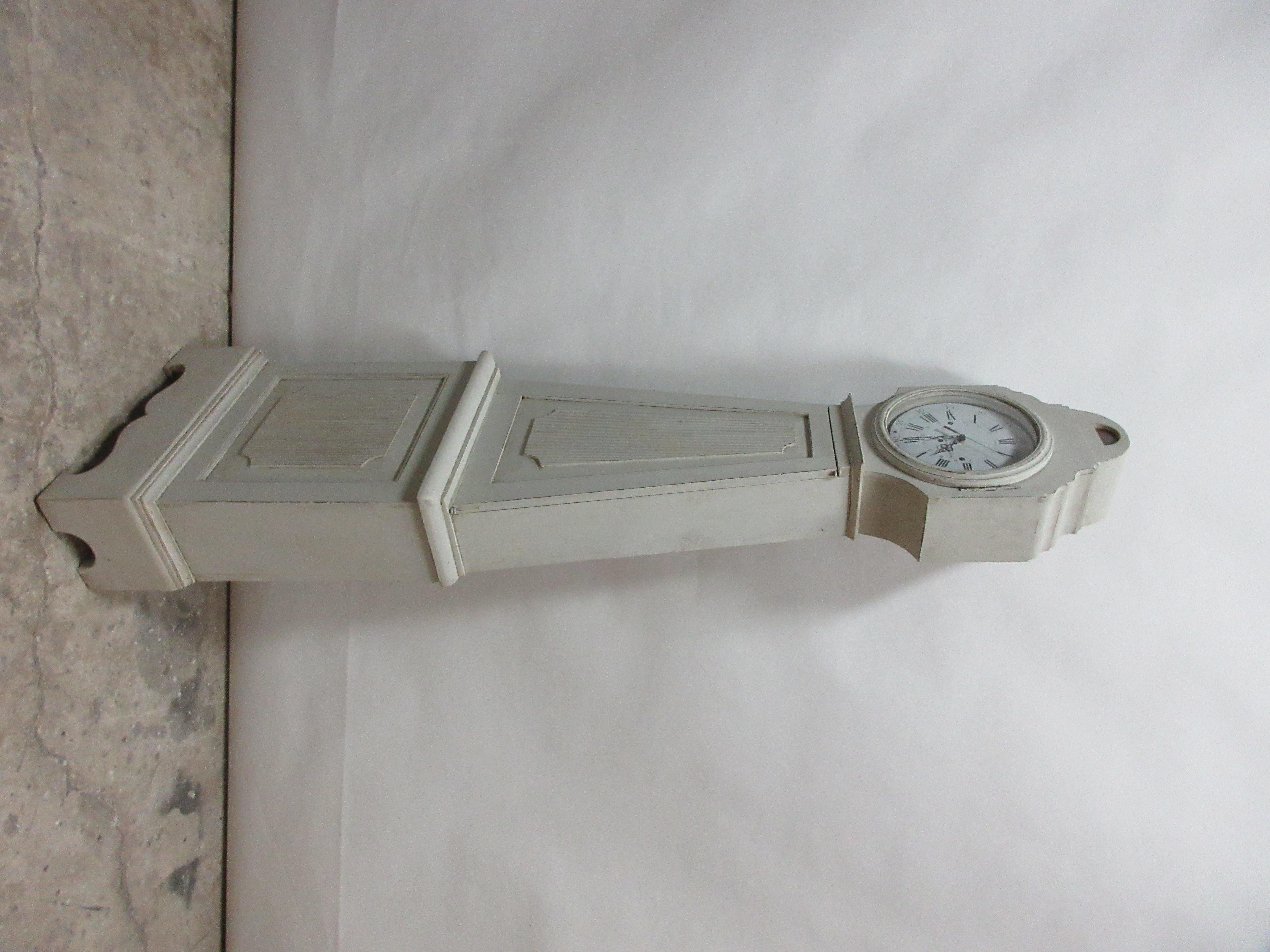 Primitive Painted Swedish Gustavian Mora Clock For Sale