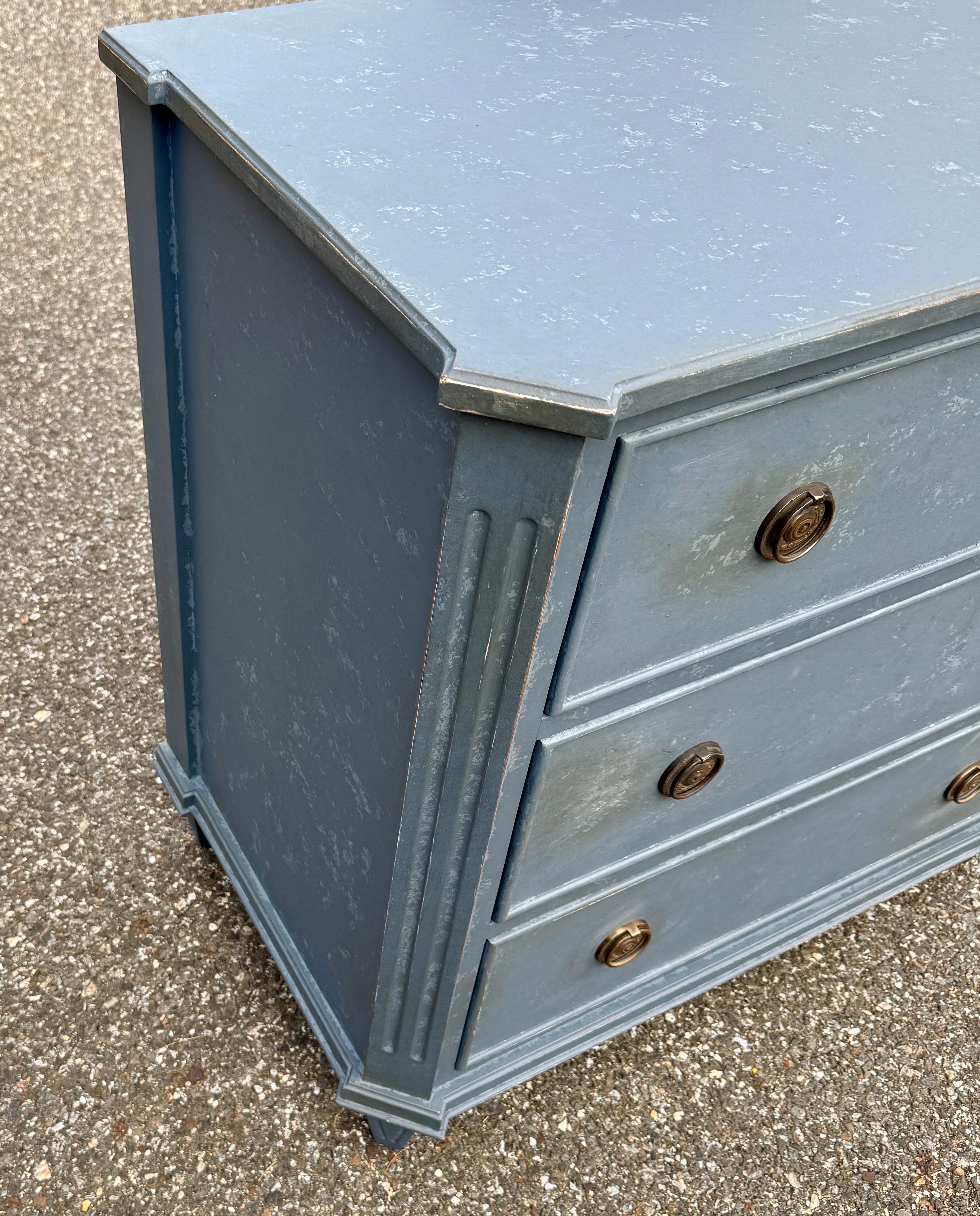 Contemporary Swedish Gustavian Style Painted 3 Drawer Chest Bureau