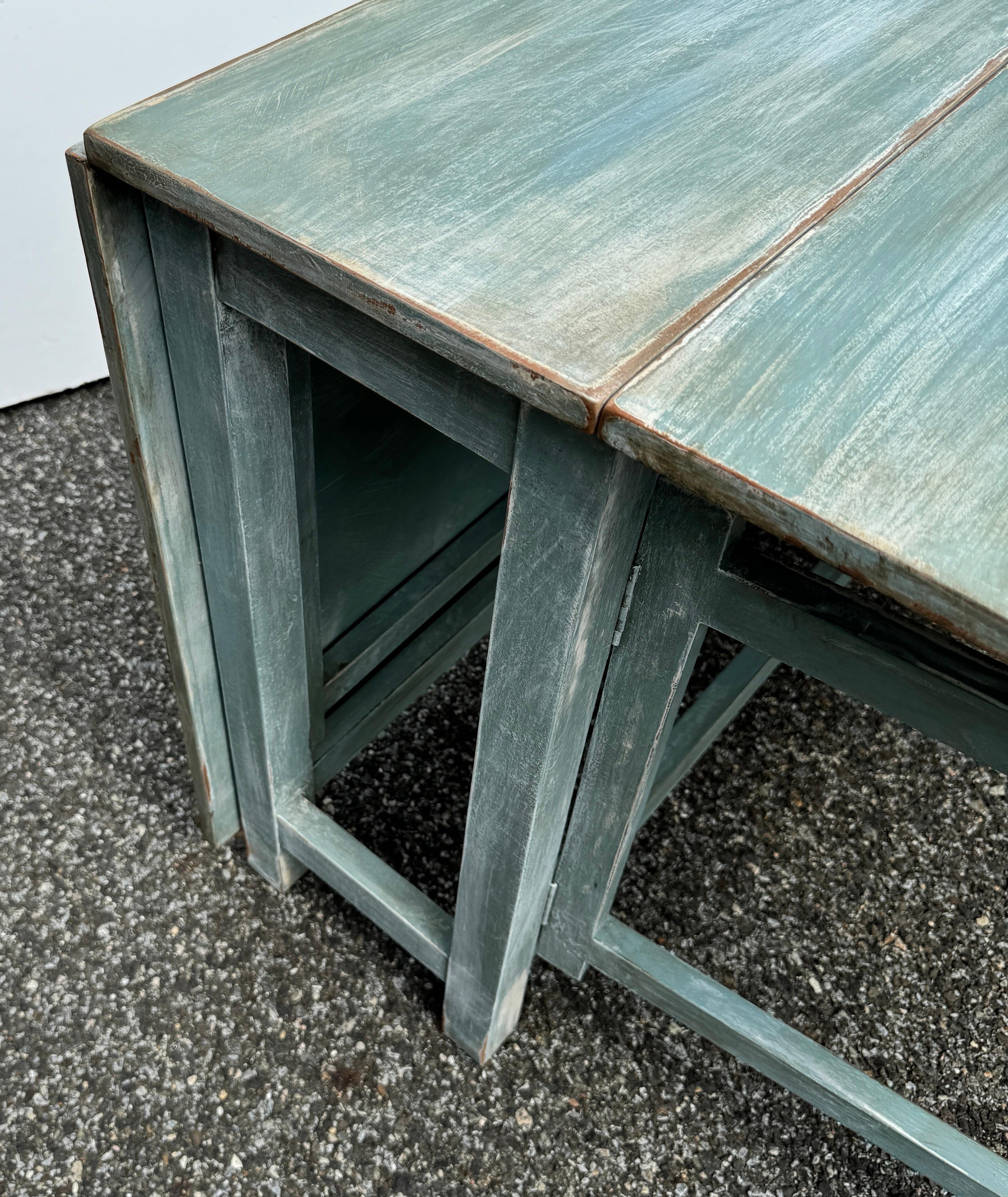 Painted Swedish Gustavian Style Drop Leaf Gate Leg Table For Sale 9