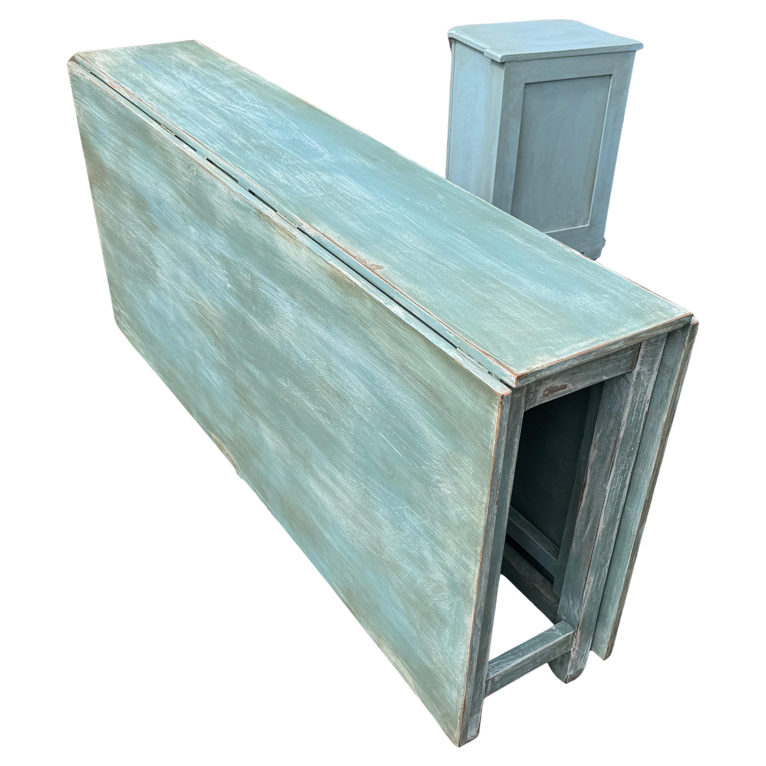 Painted Swedish Gustavian Style Drop Leaf Gate Leg Table For Sale 14