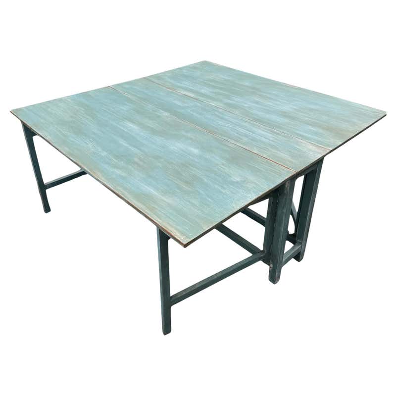 Gray Painted Pine Gate Leg Drop Leaf Side Table, Sweden circa 1820-40 ...