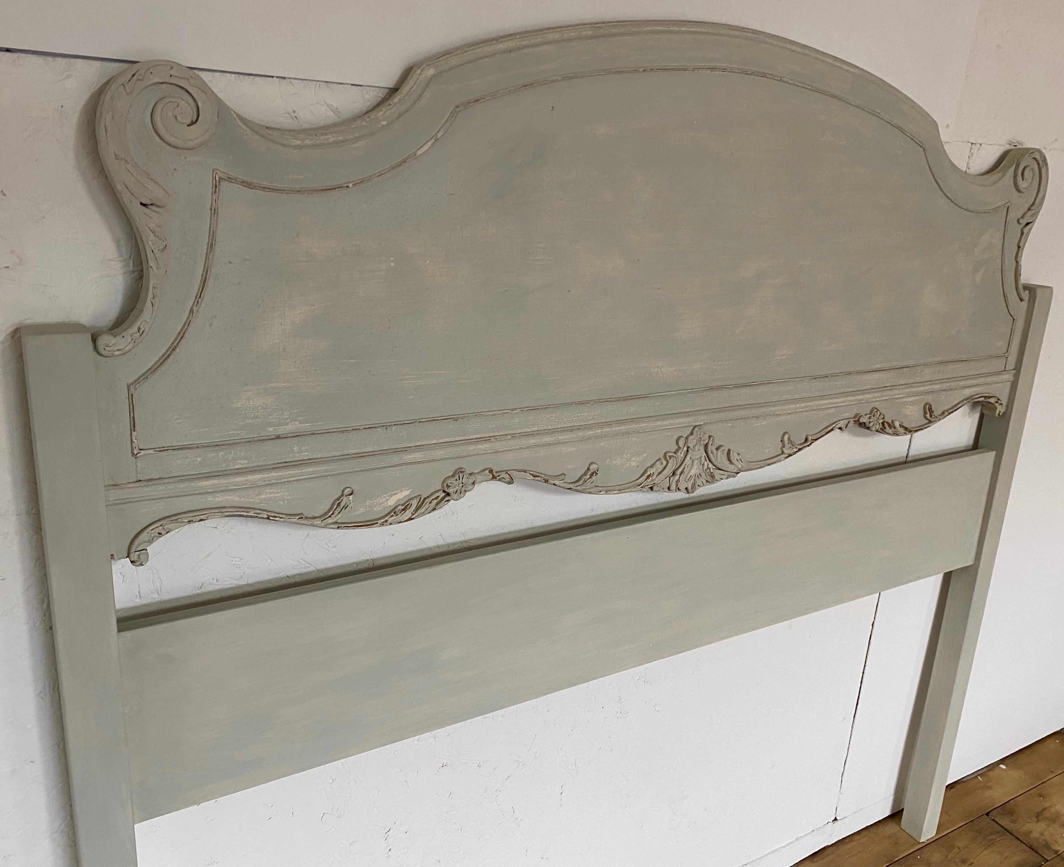 Painted Swedish Gustavian Style Full Size Headboard In Good Condition For Sale In Sheffield, MA