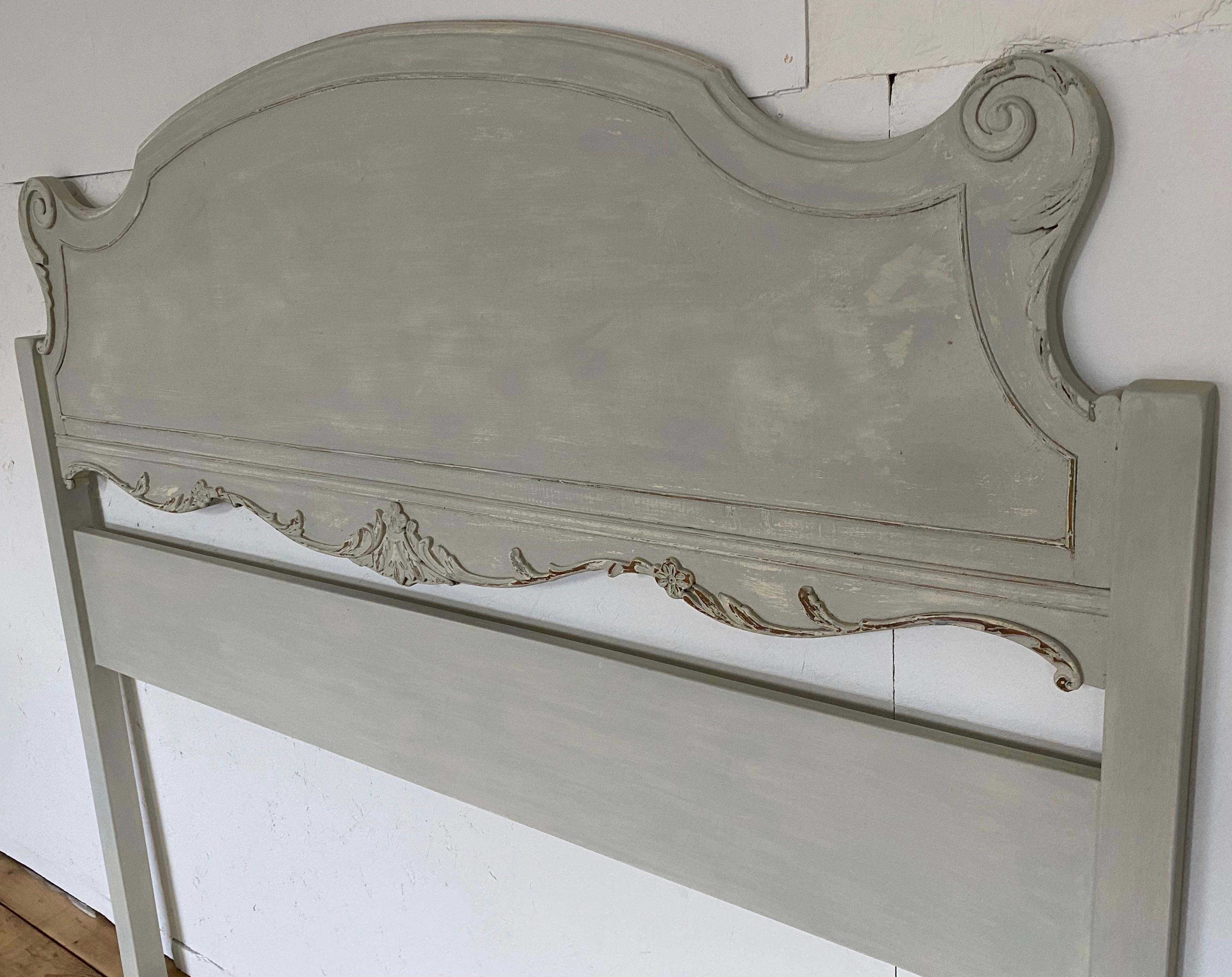 20th Century Painted Swedish Gustavian Style Full Size Headboard For Sale