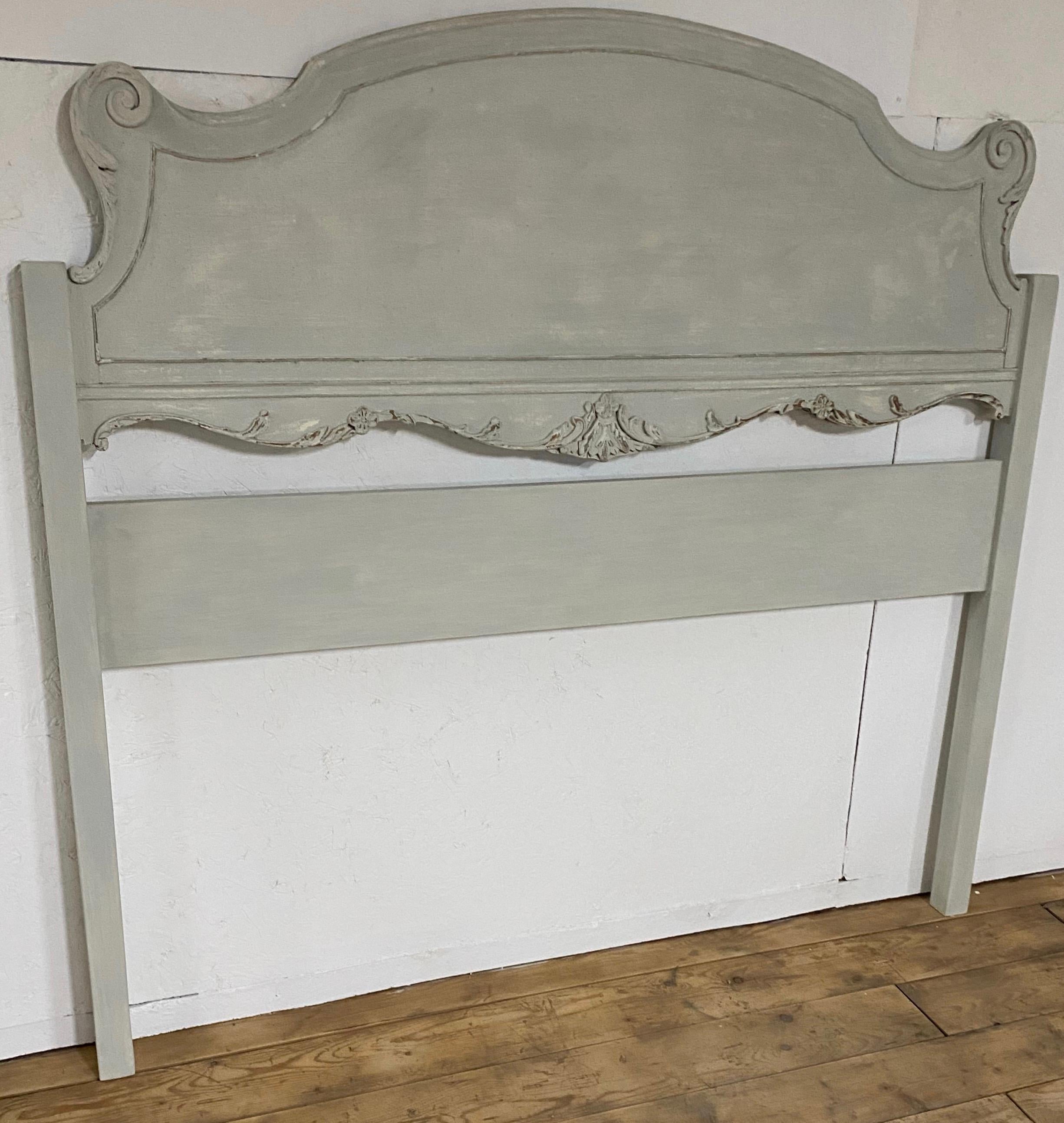 Wood Painted Swedish Gustavian Style Full Size Headboard For Sale