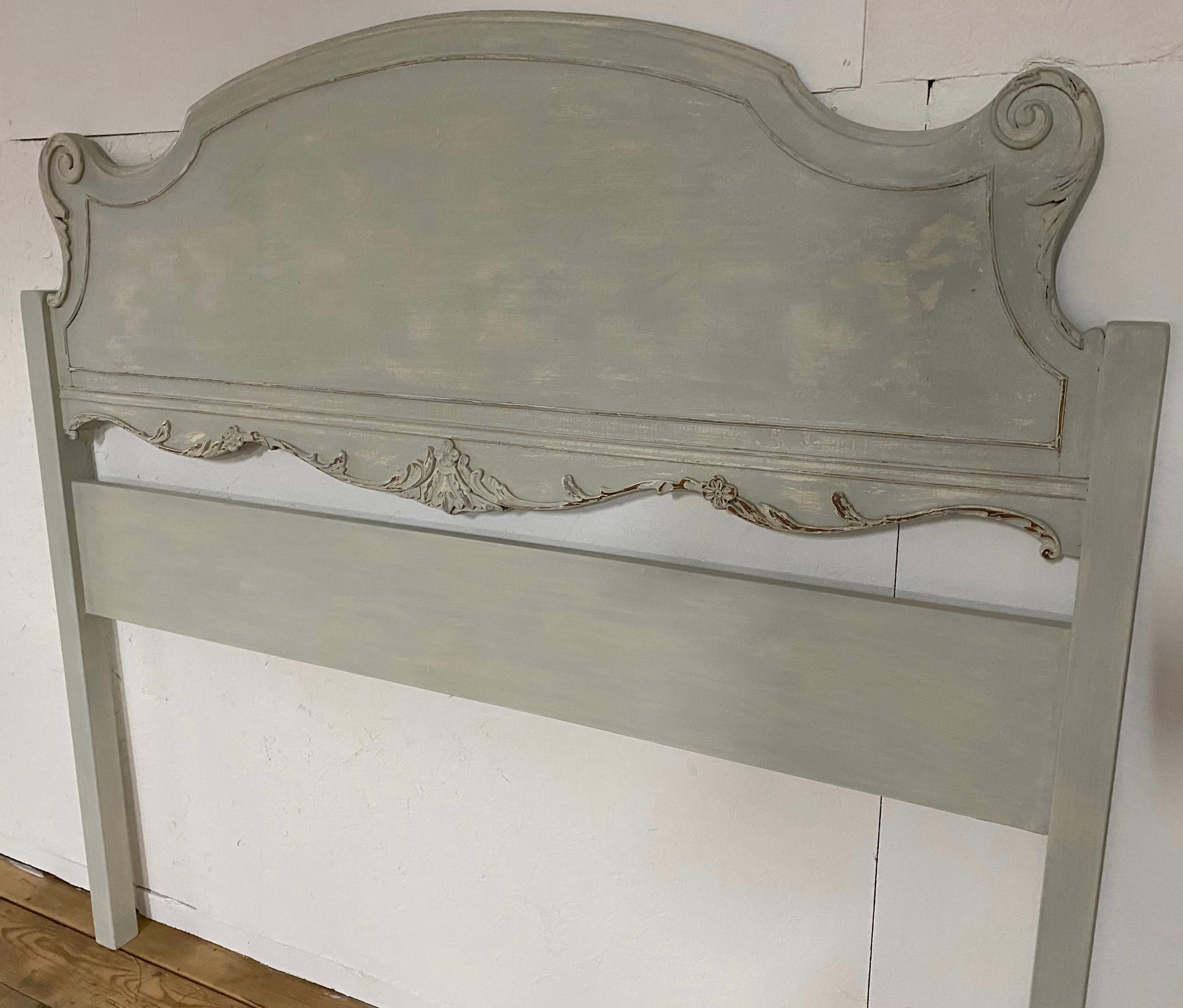 Painted Swedish Gustavian Style Full Size Headboard For Sale 1