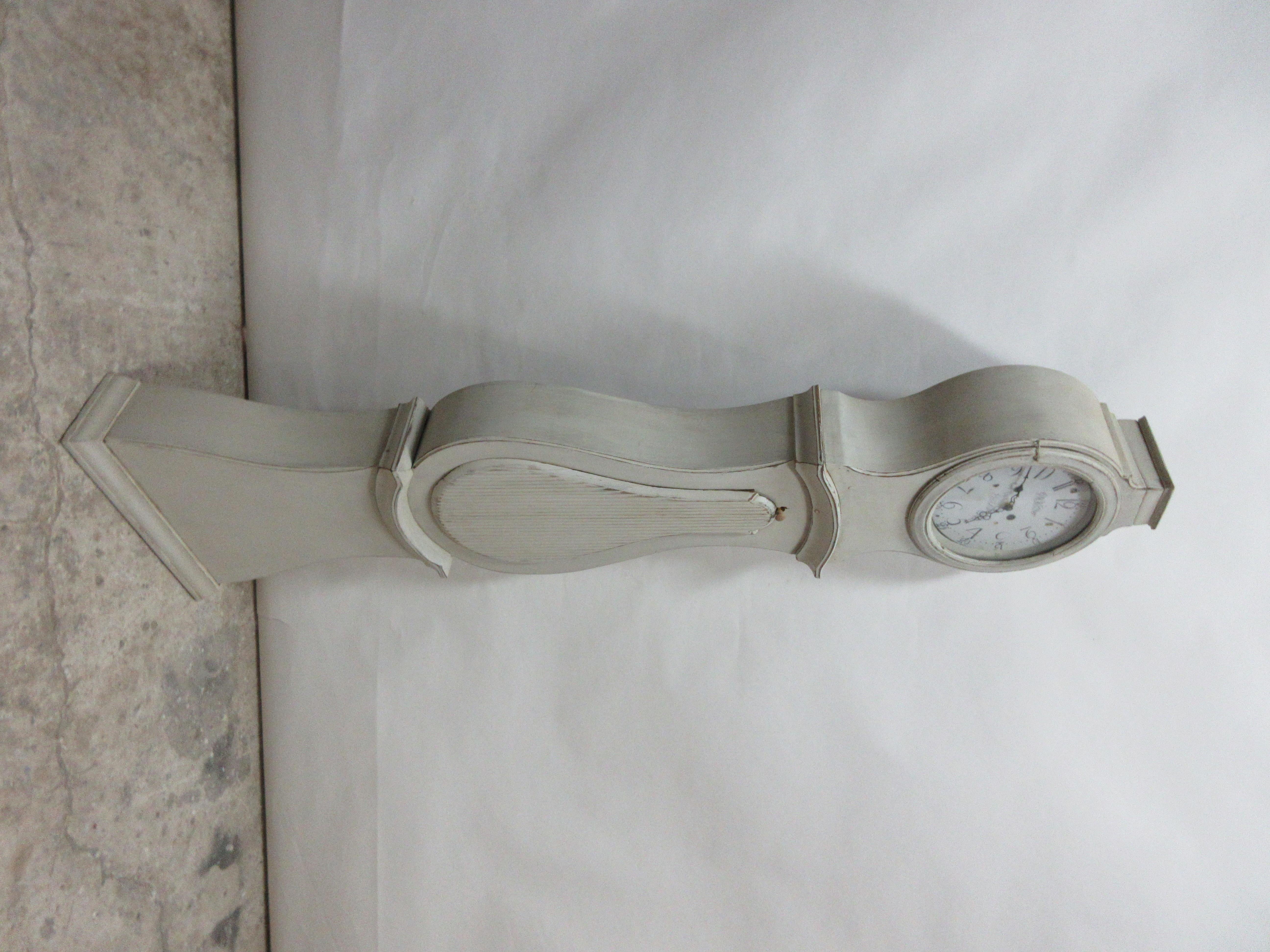 Painted Swedish Mora Clock In Distressed Condition In Hollywood, FL