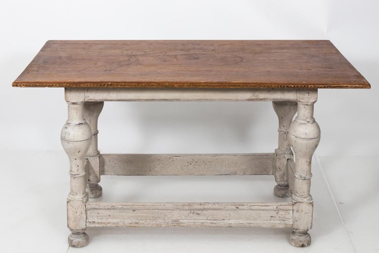 Painted Swedish Pinewood Table For Sale at 1stDibs