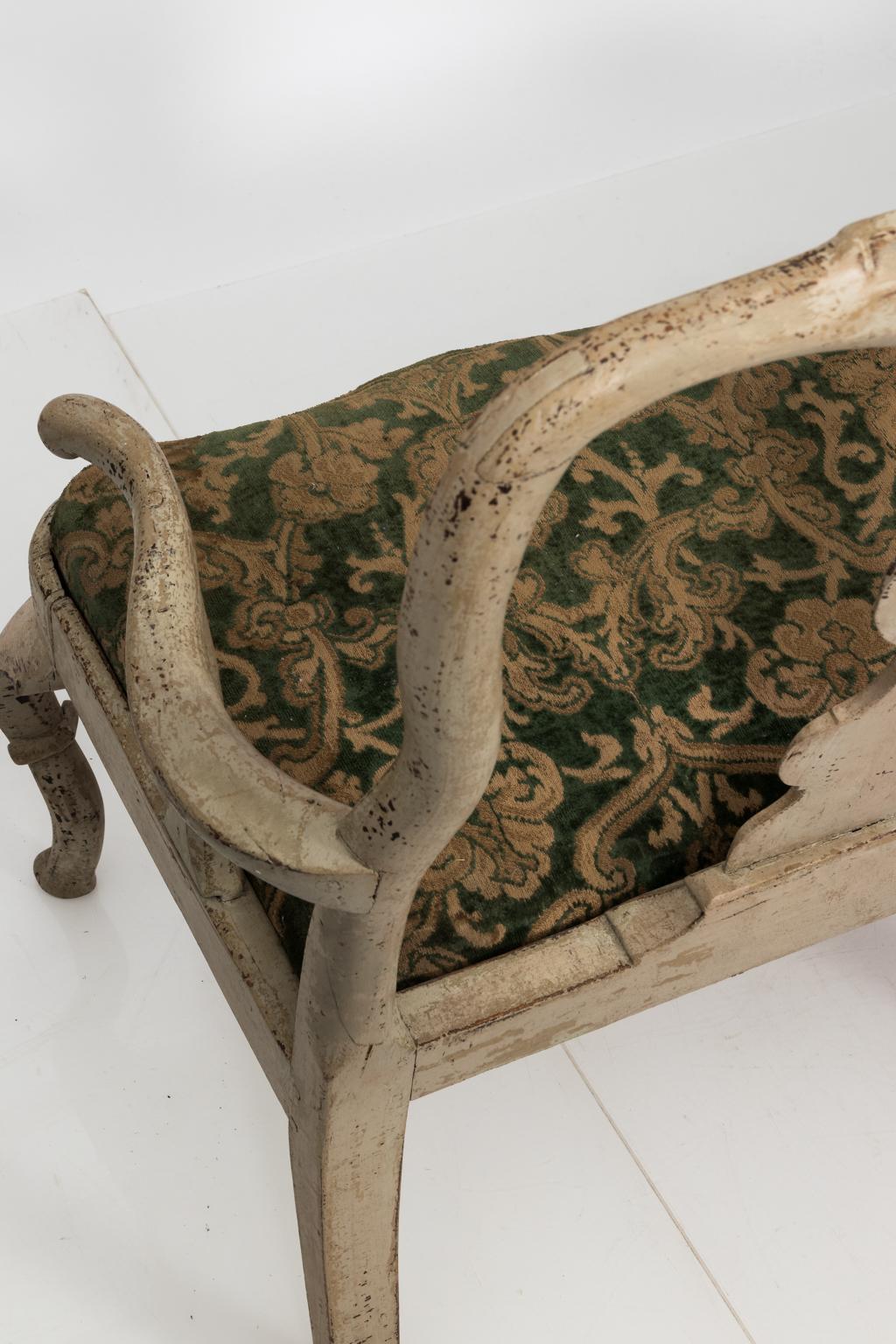 Painted Swedish Rococo Bench For Sale 5