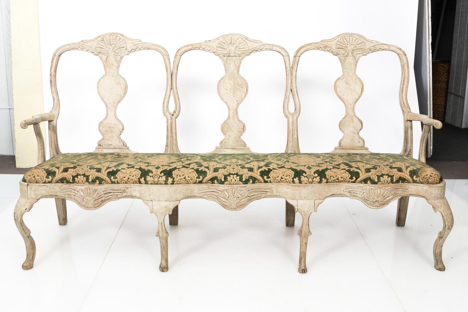 Painted Swedish Rococo Bench im Angebot 5