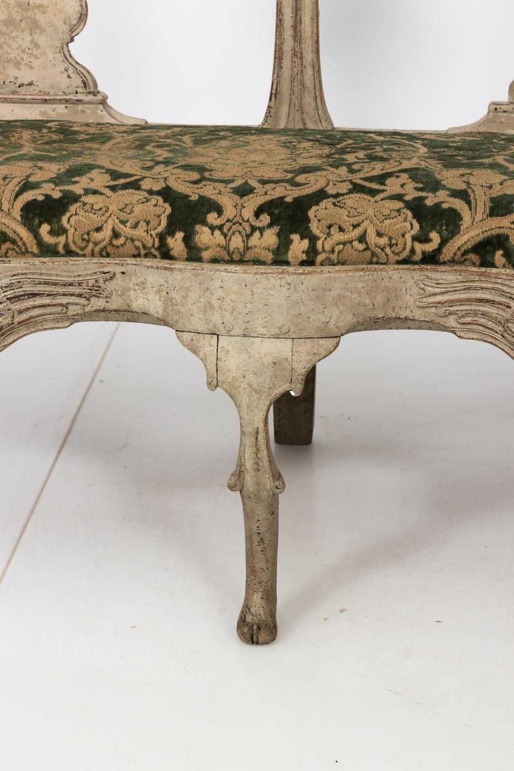 Painted Swedish Rococo Bench For Sale 7