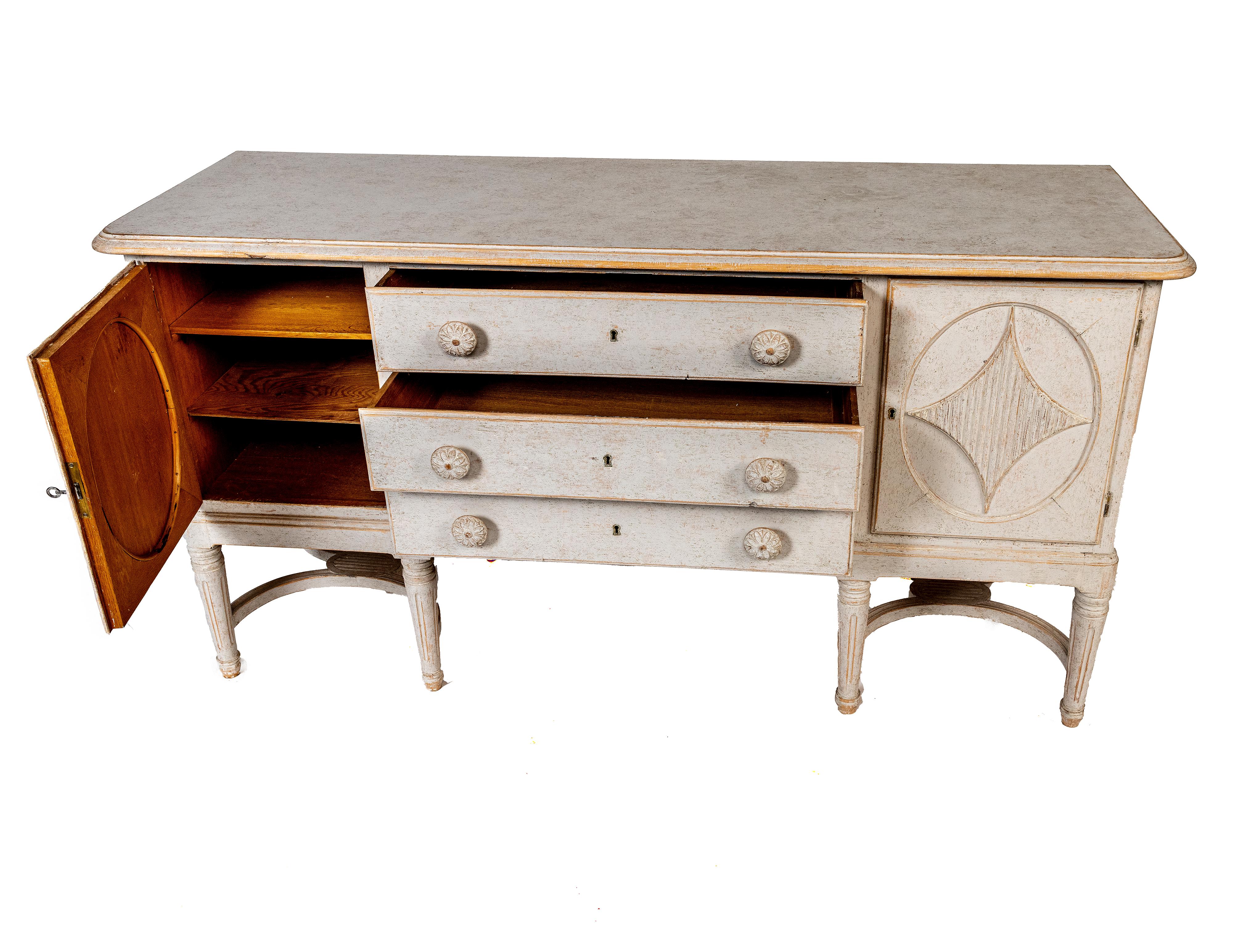 Painted Swedish Sideboard, circa 1880  In Good Condition For Sale In Washington, DC