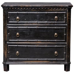 Painted Swedish Style Three-Drawer Chest with Faux Bamboo Trim