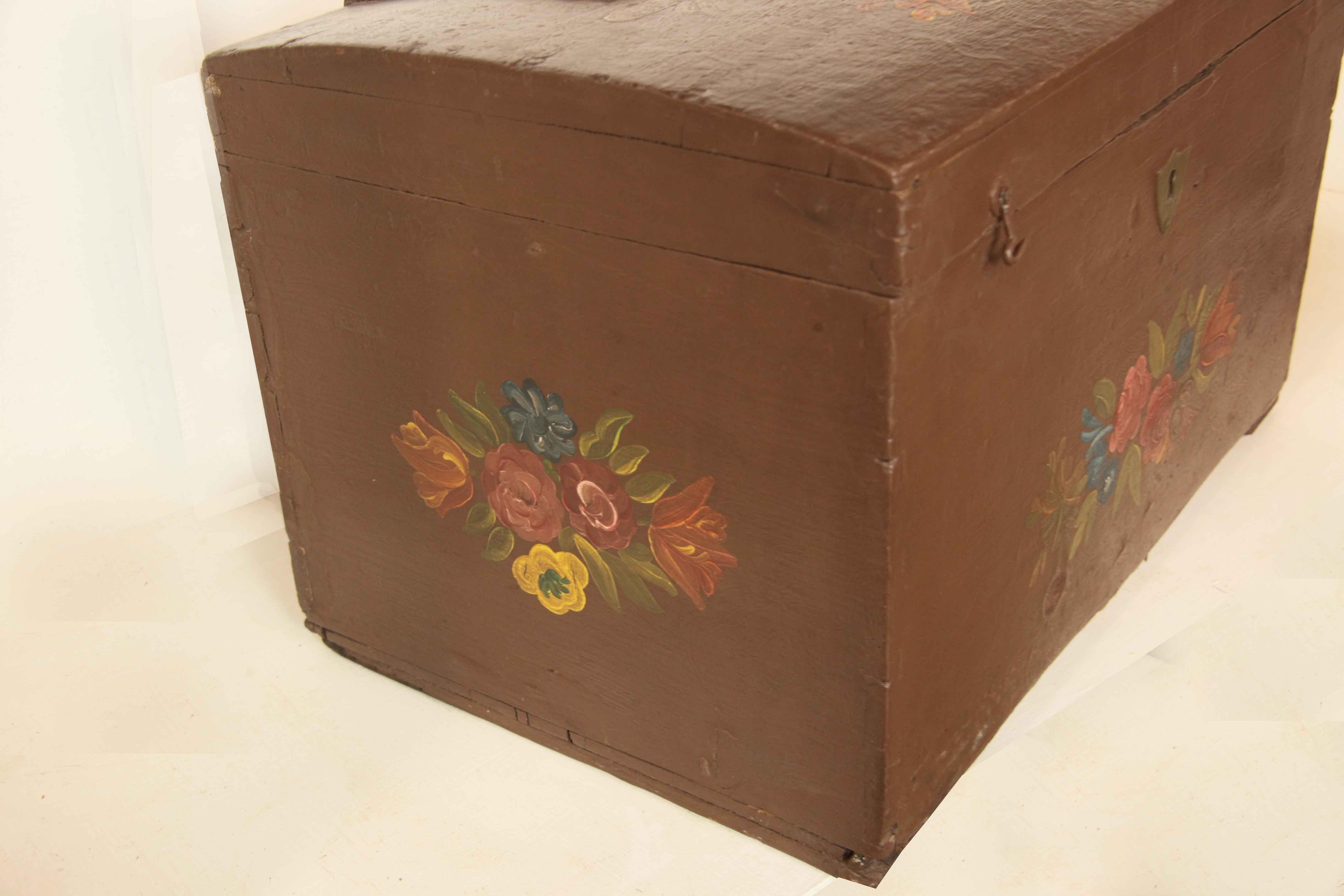 Hand-Painted Painted Swedish Trunk For Sale