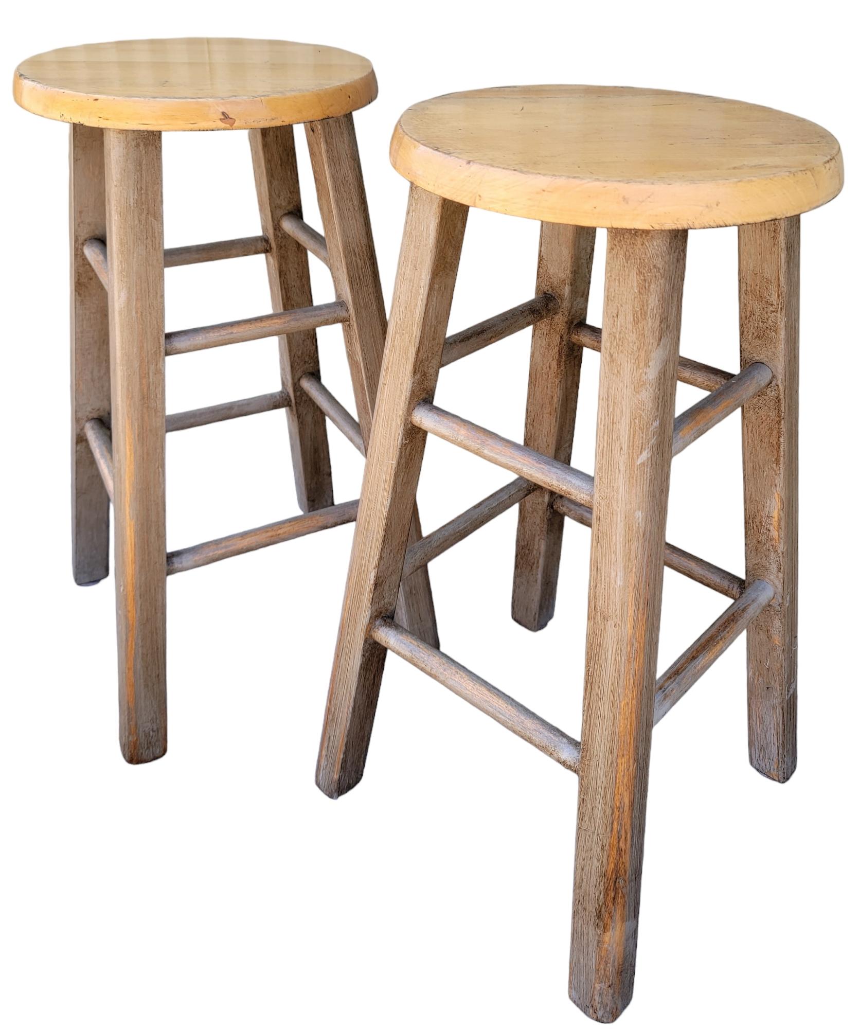 American Painted Taupe Bar Stools -Pair For Sale