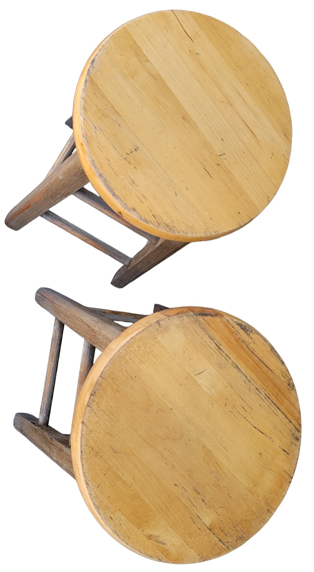 Wood Painted Taupe Bar Stools -Pair For Sale