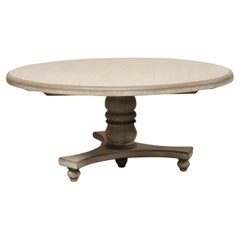 Painted Teak Round-Shaped Pedestal Dining Table, 5.5 Ft Diameter
