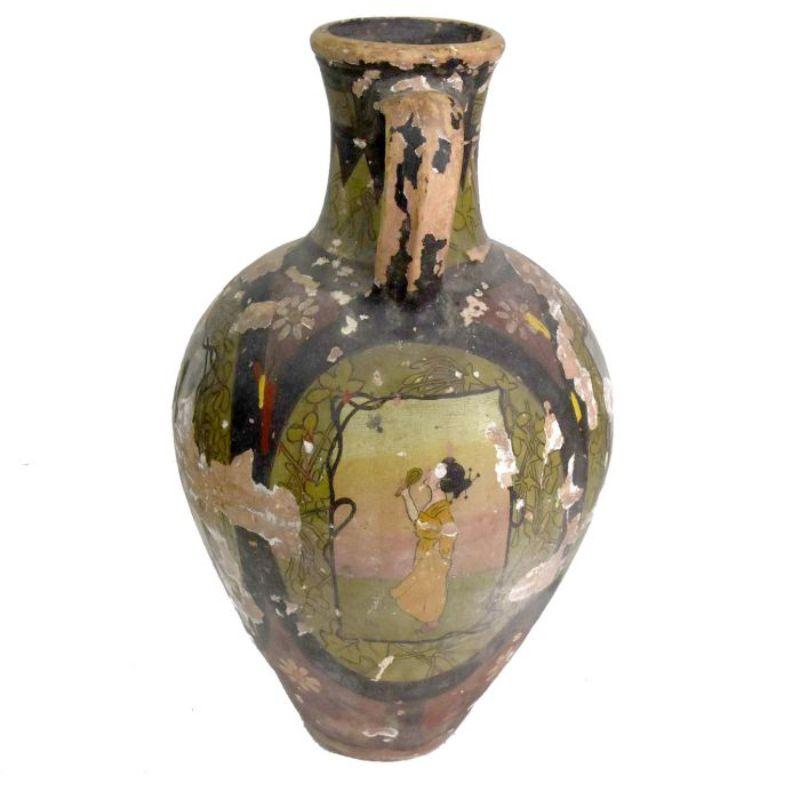 19th Century Painted Terracotta Vase, 1900 Period For Sale