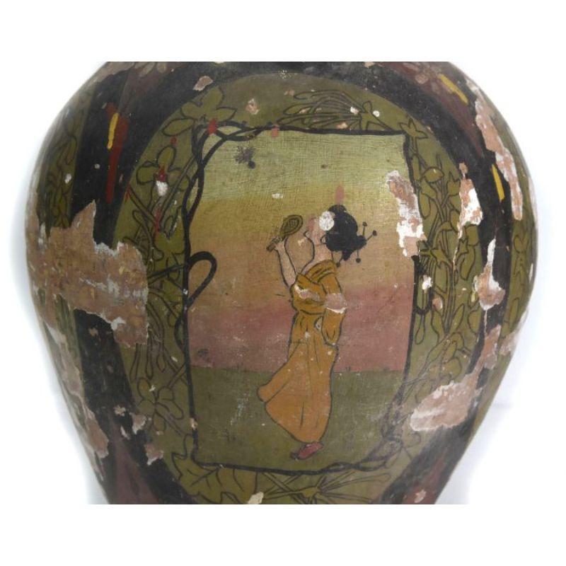 Earthenware Painted Terracotta Vase, 1900 Period For Sale
