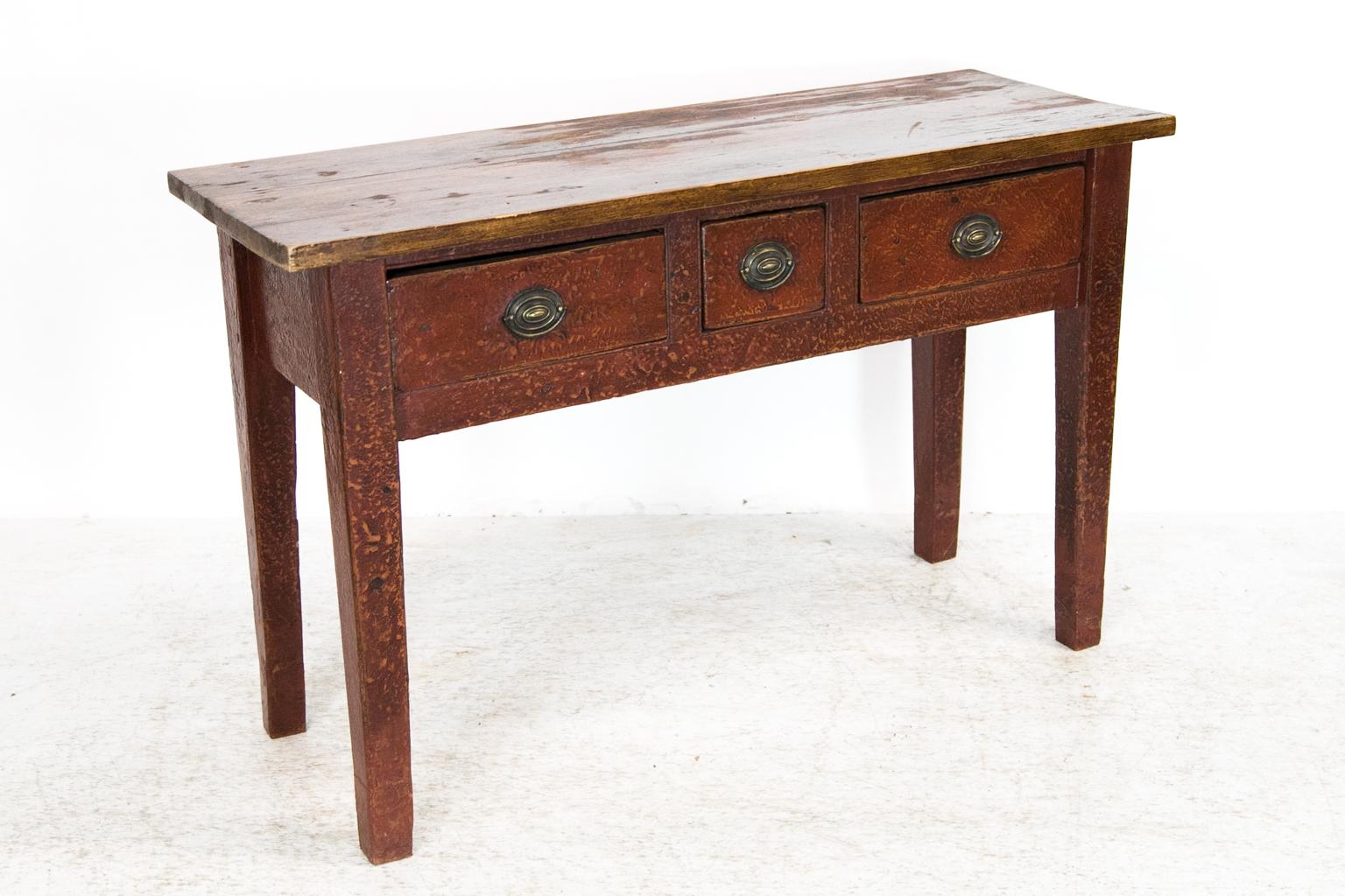 Mid-19th Century Painted Three Drawer Serving Table For Sale