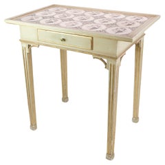 Table en carreaux peints de style Louis XVI des années 1800