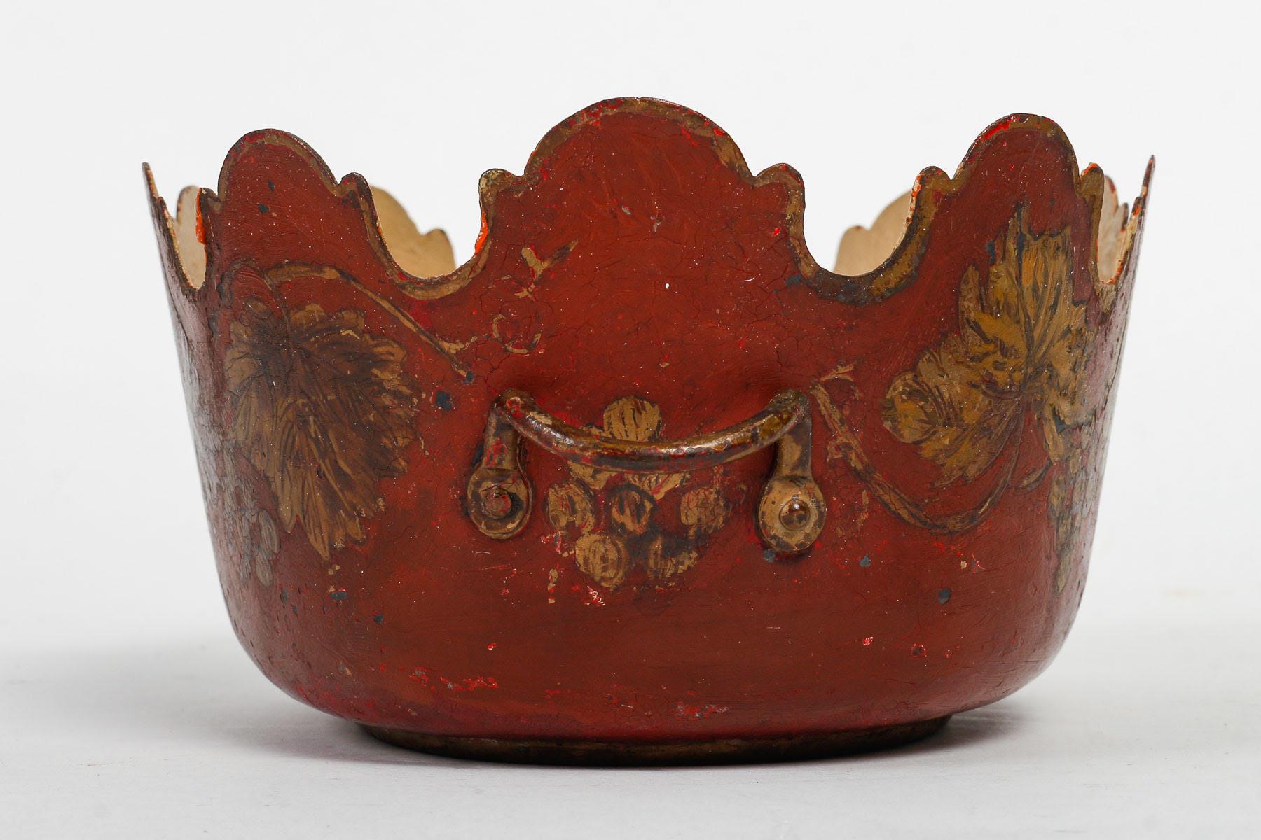 Français Jardinière en étain peinte, style Louis XV, 19e siècle. en vente